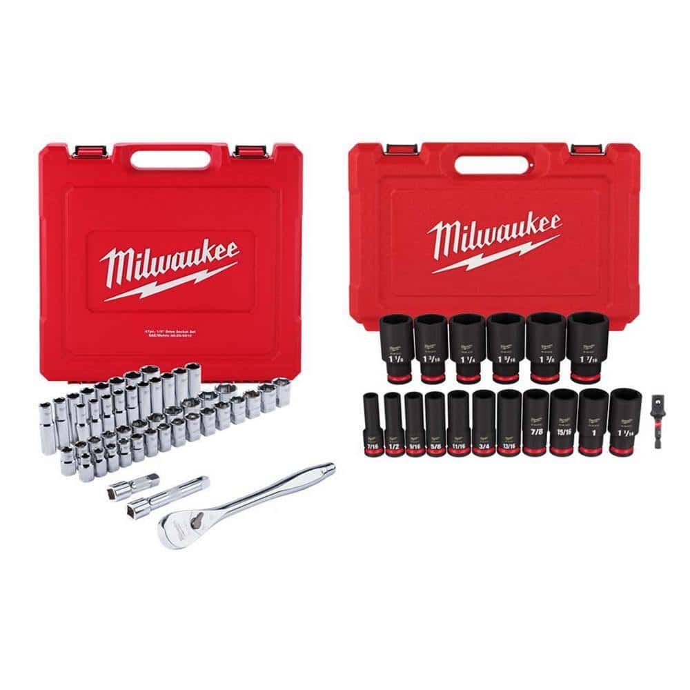 1/2 in. Drive SAE/Metric Ratchet and Socket Mechanics with Shockwave 1/2 in. Drive SAE Impact Socket Set (65-Piece) - product image 2