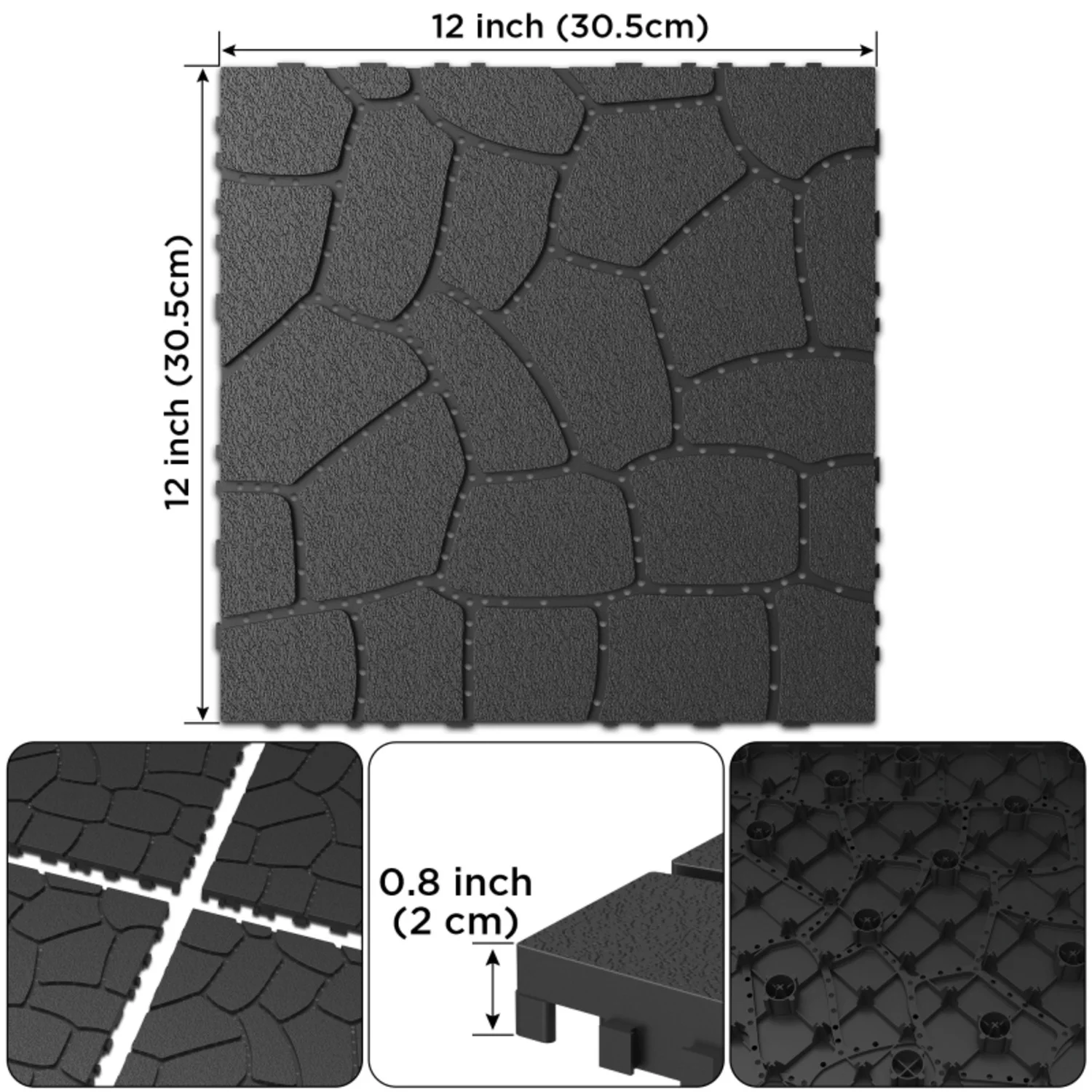 BOFANG 12" x 12" x 0.8" Gray Polypropylene Interlocking Floor Mats, 44-Piece - image 3