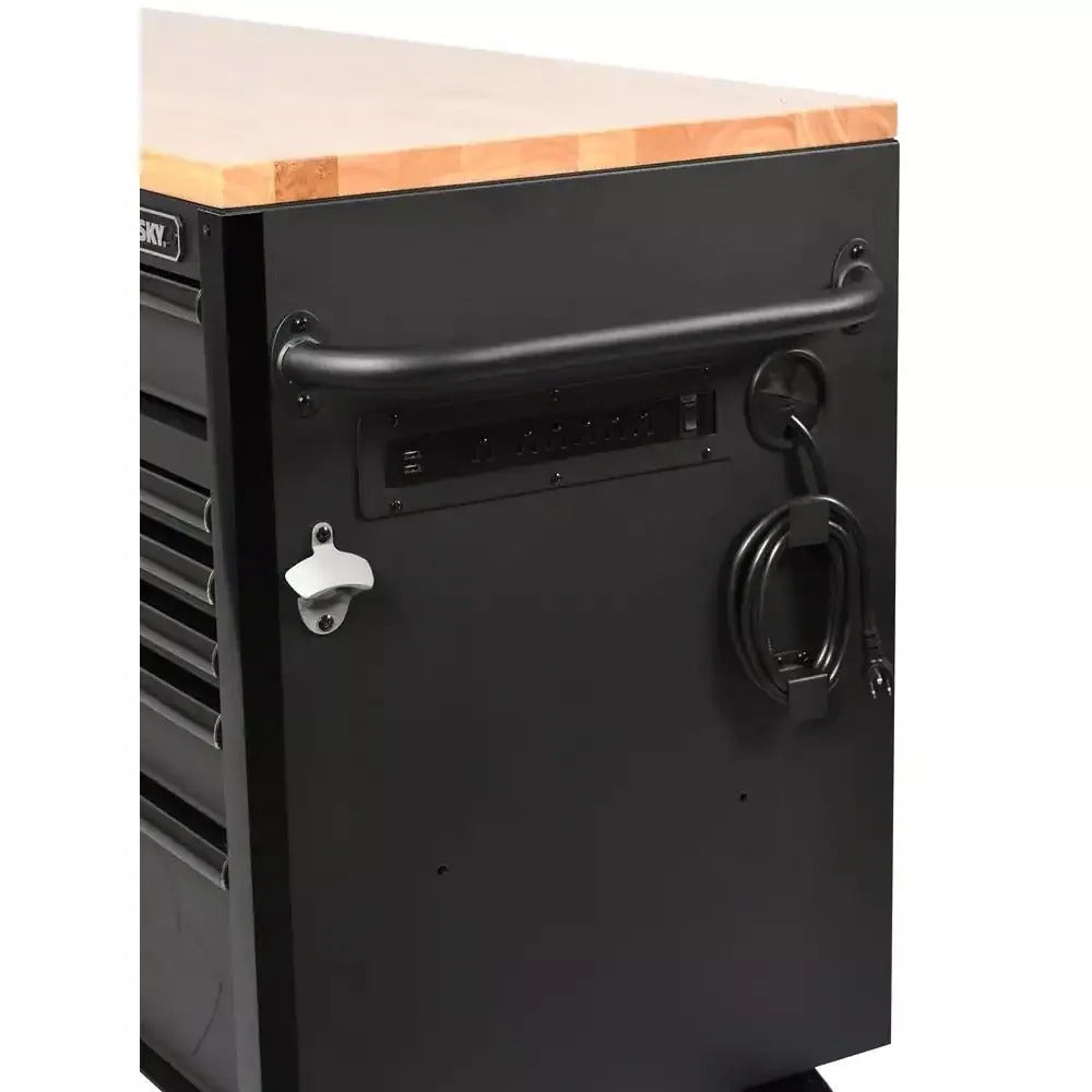 61 Inch 15 Drawer Mobile Workbench - Heavy Duty Steel Tool Cabinet with Wood Top and Power Strip - product image 9