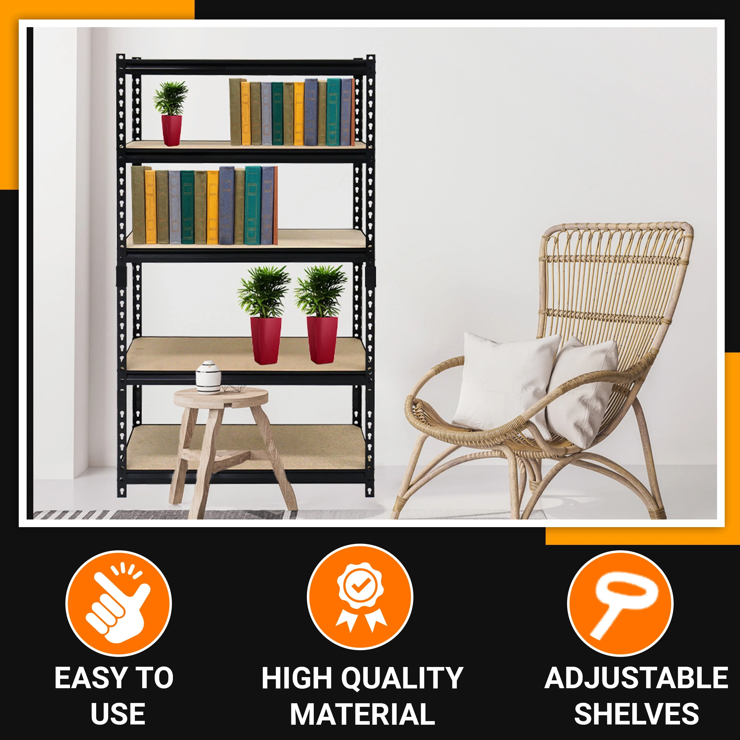 Juggernaut Storage 36"W x 18"D x 72"H 5-Shelf Steel Shelving, Black - image 8