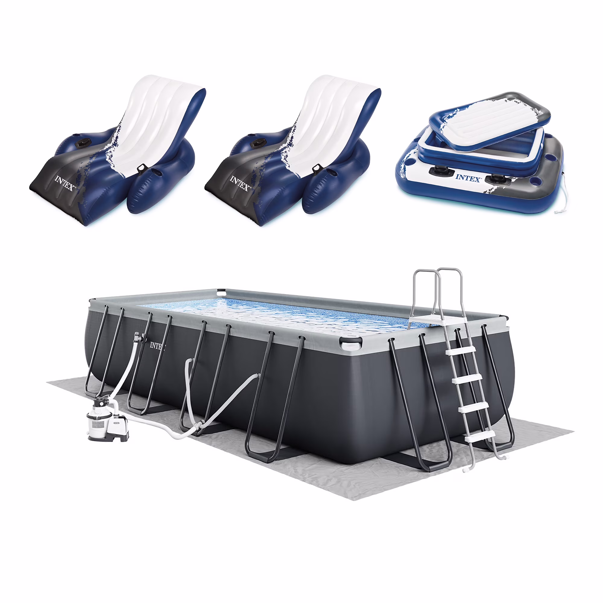 INTEX 18ft x 9ft x 52in Ultra XTR Above Ground Pool, Floats (2 Pack), & Inflatable Cooler - image 1