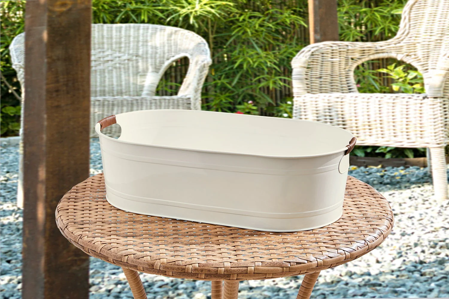 Better Homes & Gardens- White Medium Oval Galvanized Tub, 20.27 in L x 11.22 in W x 5.7 in H - image 4