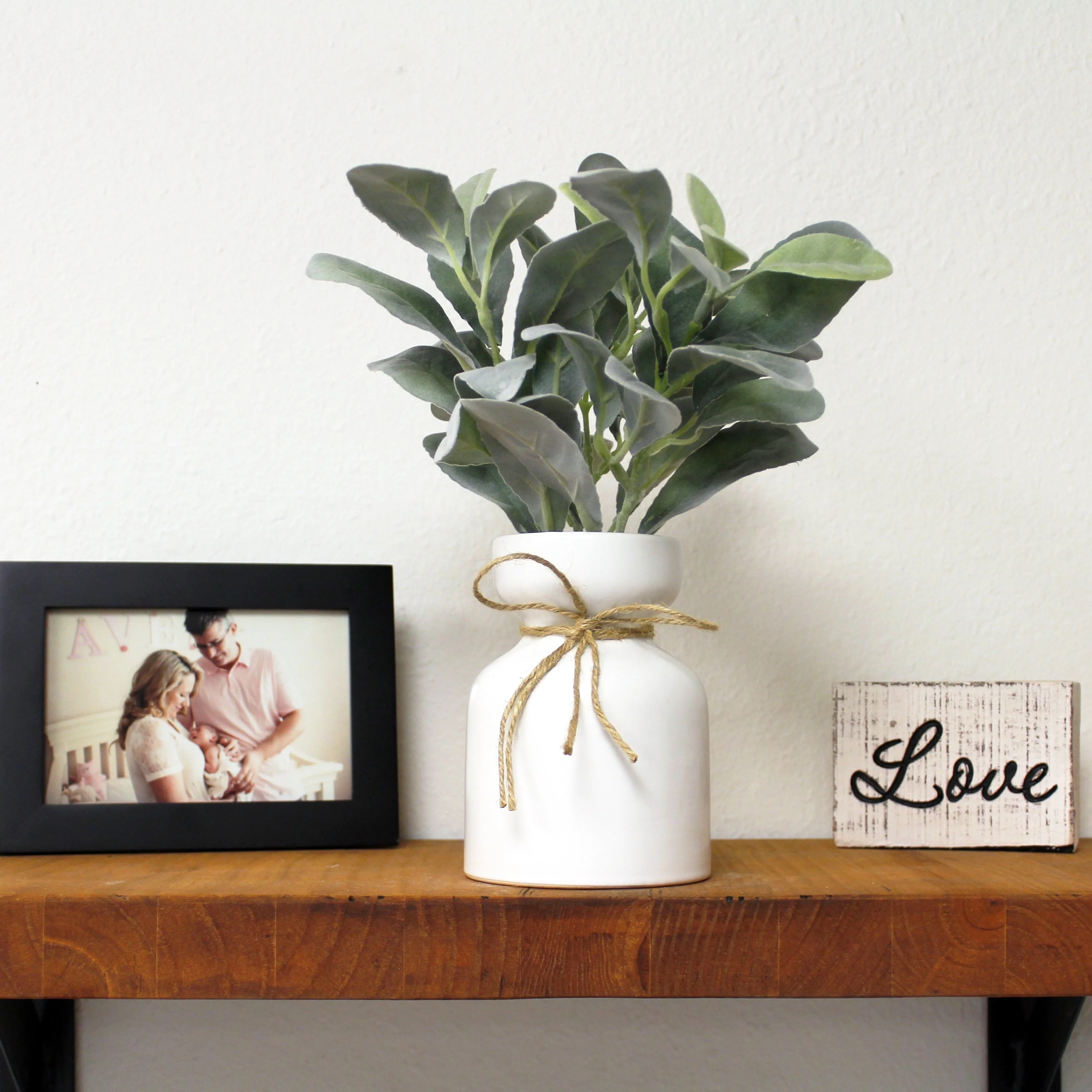 Mainstays Artificial Lamb's Ear in White Ceramic Pot (11.5"H x 7"W x 7"D) - image 2