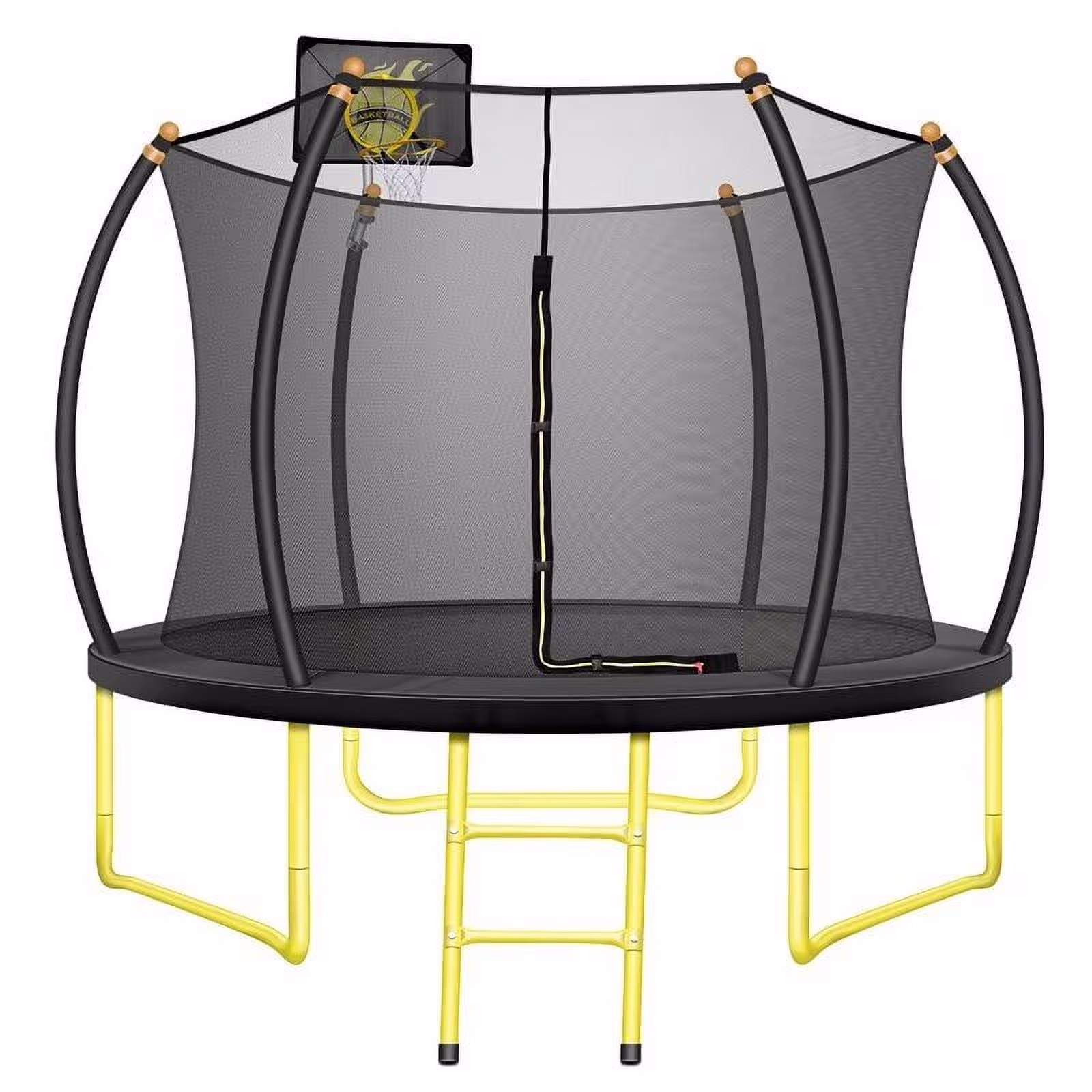 JAMPOOCA Pumpkin Trampoline with Enclosure for Kids and Adults, Black/Yellow, 63.78" x 17.72" x 8.66" - image 1