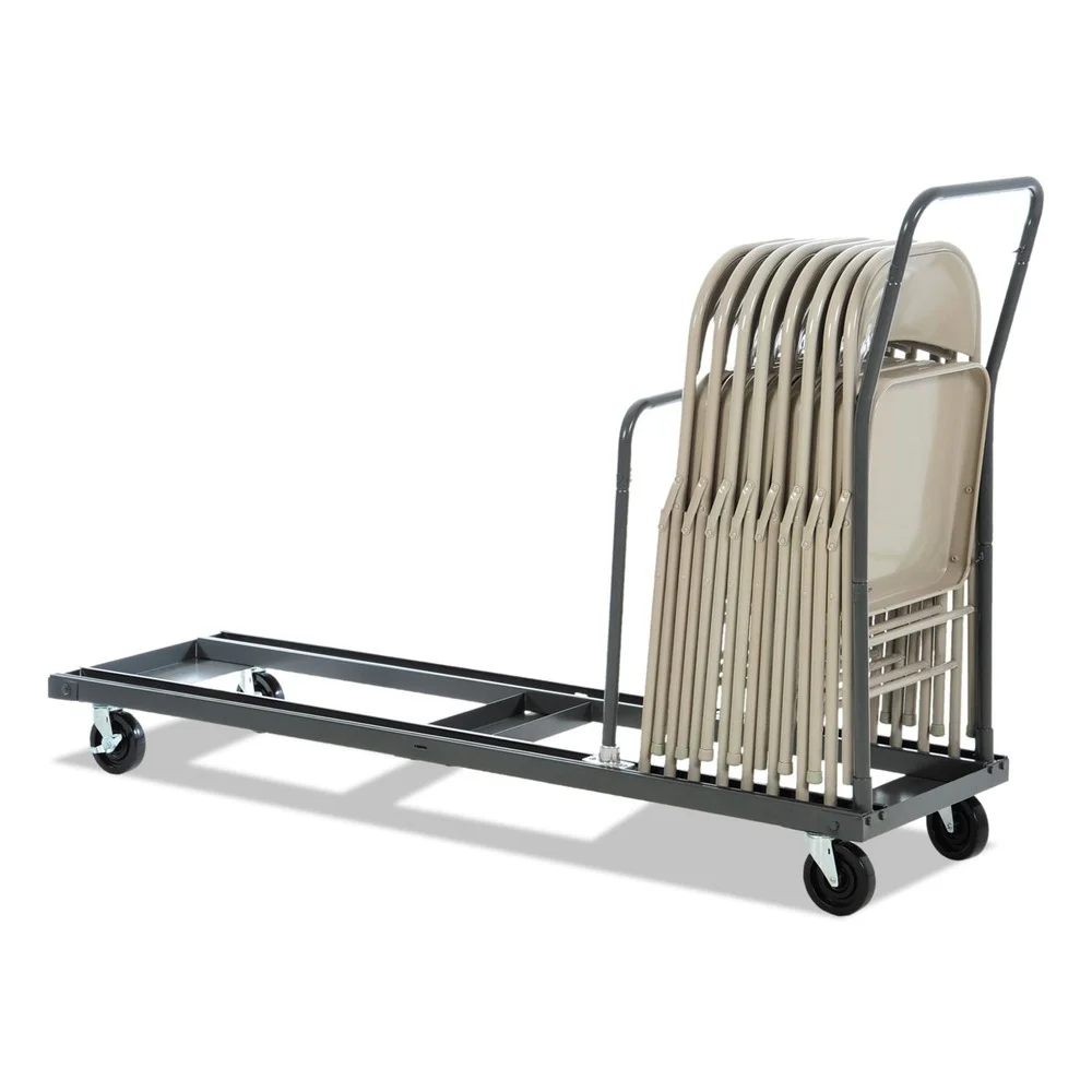 Alera ALEFTCART 20.86 in. x 50.78 in. to 72.04 in. x 43.3 in. 600 lbs. Capacity Metal Chair/Table Cart - Black - image 7