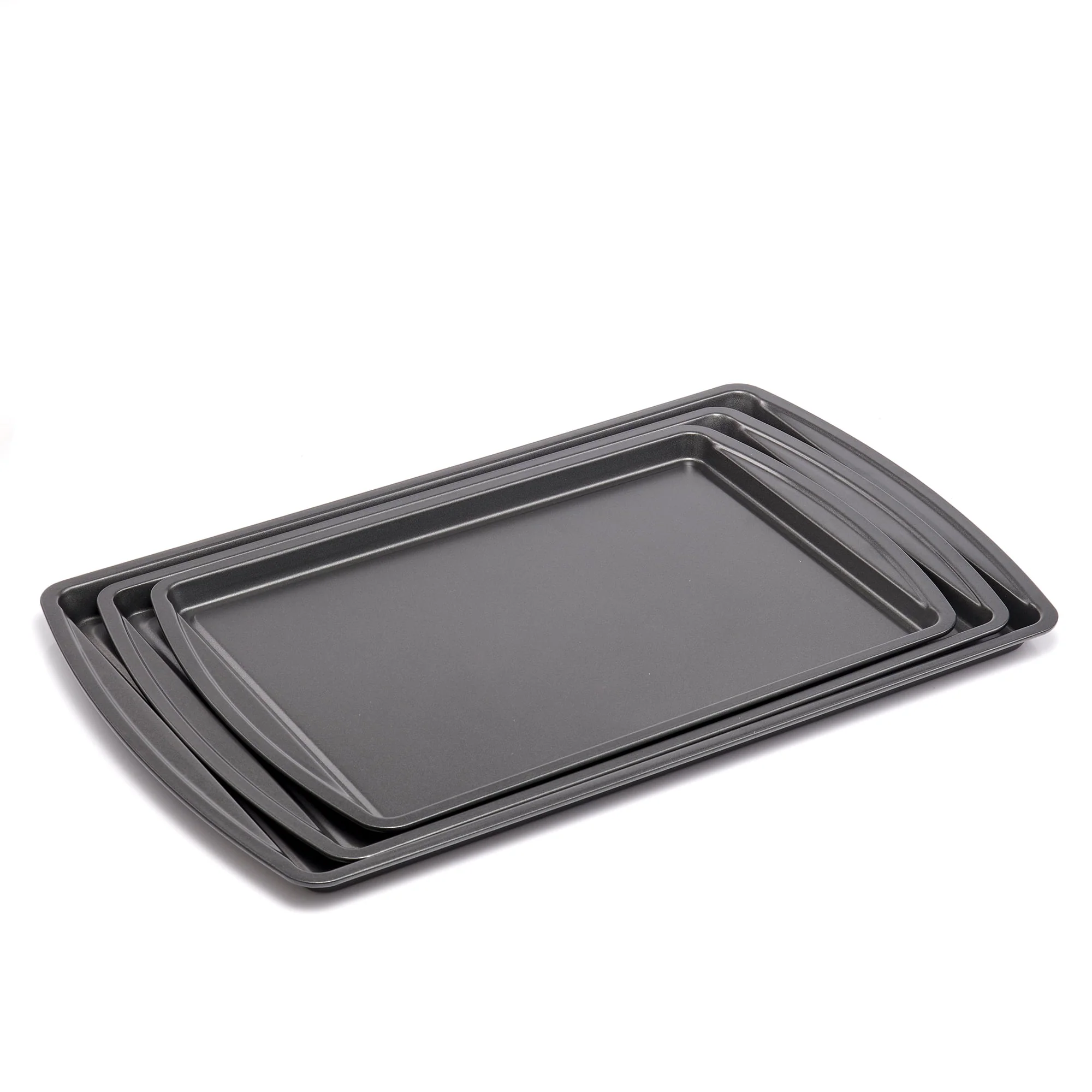Mainstays 3PC Nonstick Cookie Set, 11.2" x 17.2", 10.2" x 15.2", 9.2" x 13.2", Gray - image 5