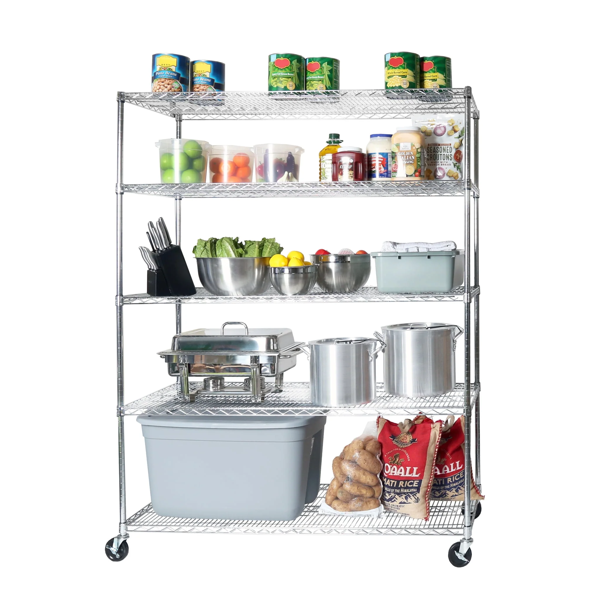 Seville Classics 60"W x 24"L x 72"H 5-Shelf Steel Wire Freestanding Shelves, Silver - image 4