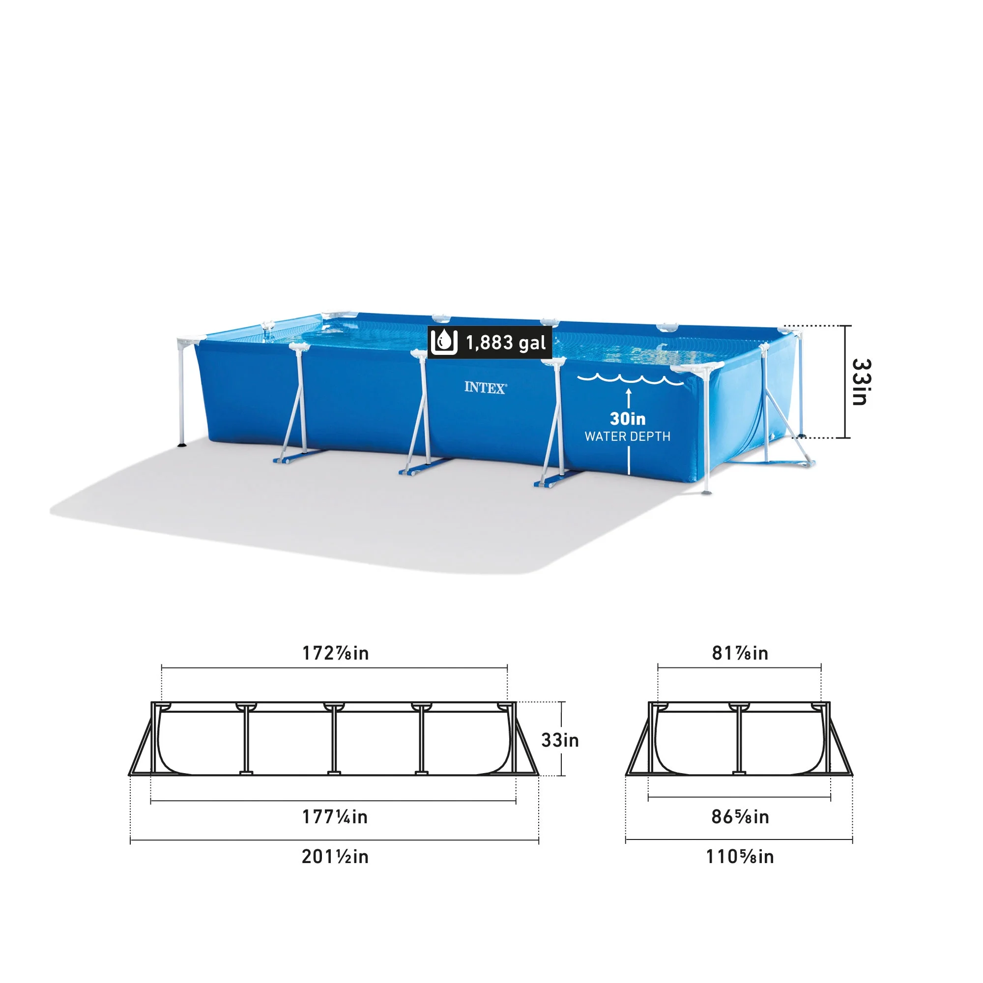 Open Box Intex 14.75ft x 7.3ft x 33In Rectangular Frame Above Ground Pool - image 6