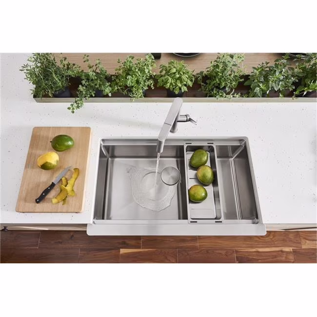 9 x 20.5 x 33 in. Quatrus R15 Ergon Apron Super Single Basin Kitchen Sink, Stainless Steel - image 1