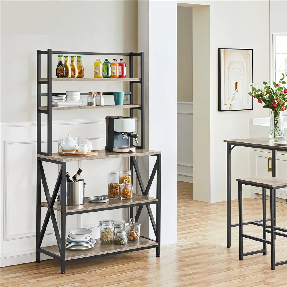 Easyfashion 16"W x 35.5"D x 64.5"H 5-Shelf Freestanding Shelves, Gray - image 7
