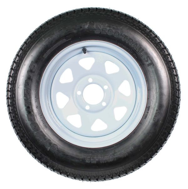 2-Pack ST205/75D15 Trailer Tires with 15-Inch White Spoke Rims, Load Range C, 5-Lug Wheel - product image 2
