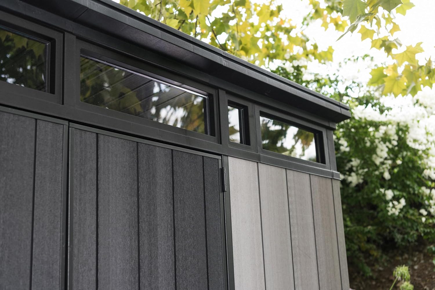 11 x 7 ft Resin Outdoor Storage Shed - Grey & Black Garden Shed Kit for Tools and Patio Storage - product image 3