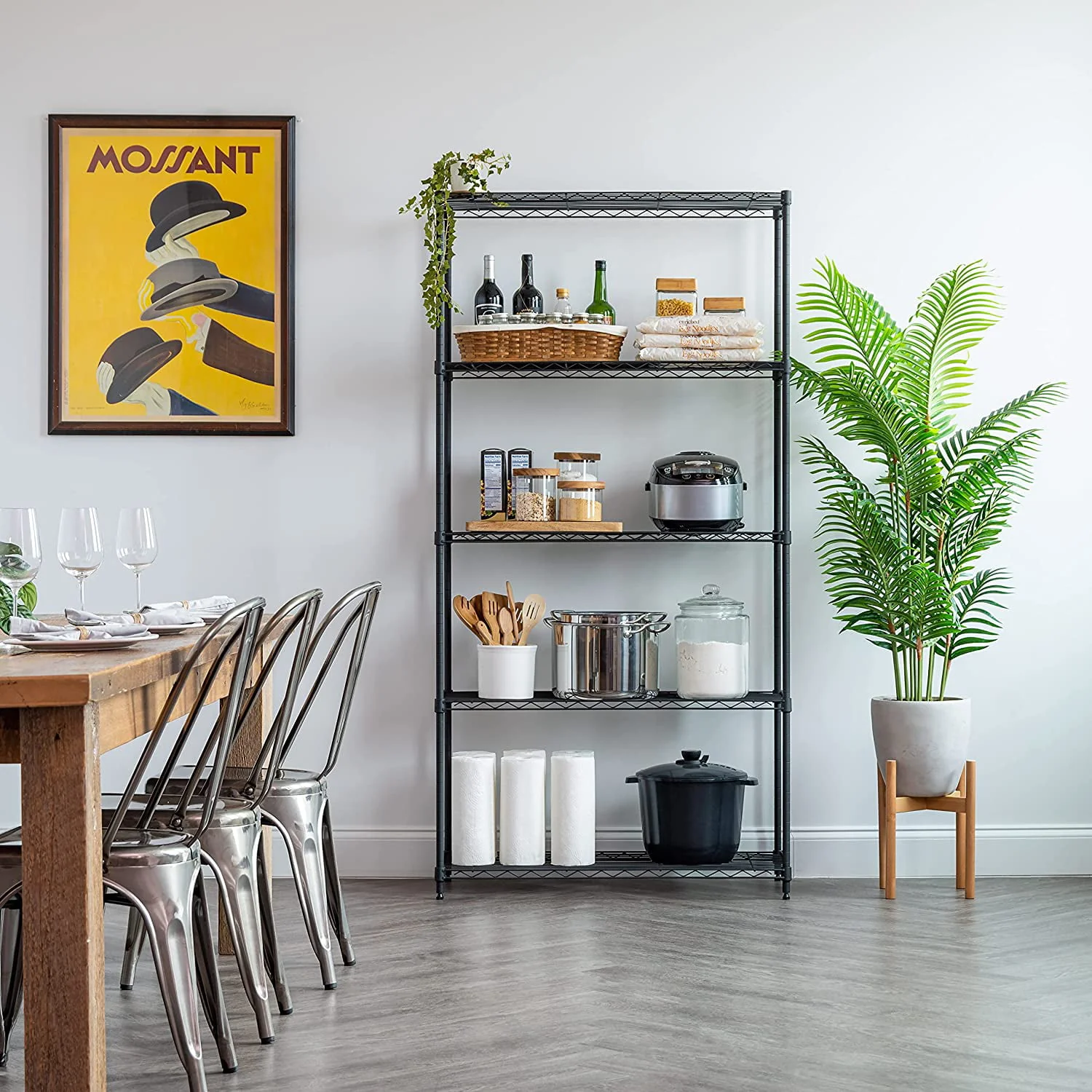 Vebreda 5-Tier Wire Shelving Unit, 21.7"L x 11.8"W x 59.1"H, Black - image 2