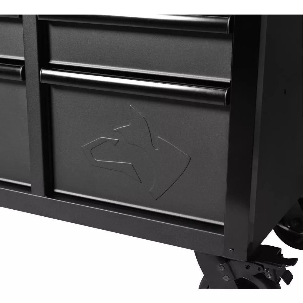 61 Inch 15 Drawer Mobile Workbench - Heavy Duty Steel Tool Cabinet with Wood Top and Power Strip - product image 2