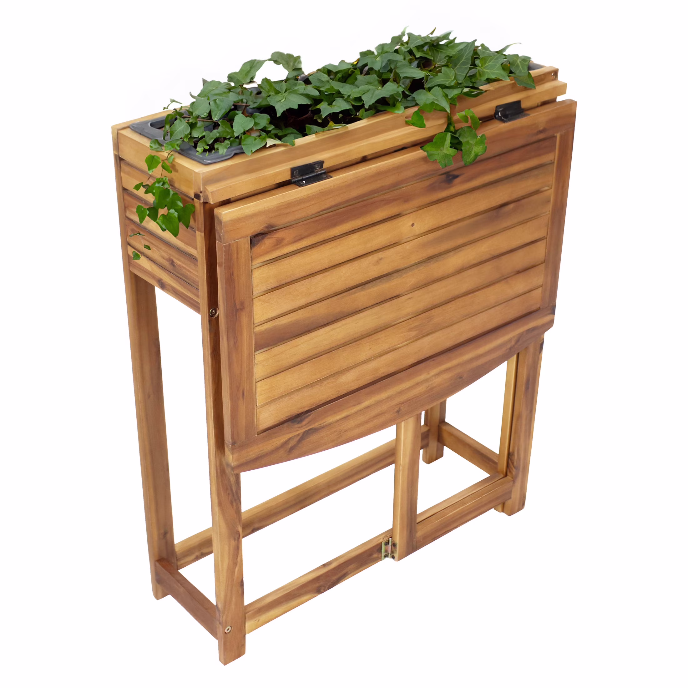 Sunnydaze 24.25" x 25" x 30.5" Natural Acacia Wood Rectangular Raised Garden Bed with Shelf - image 1