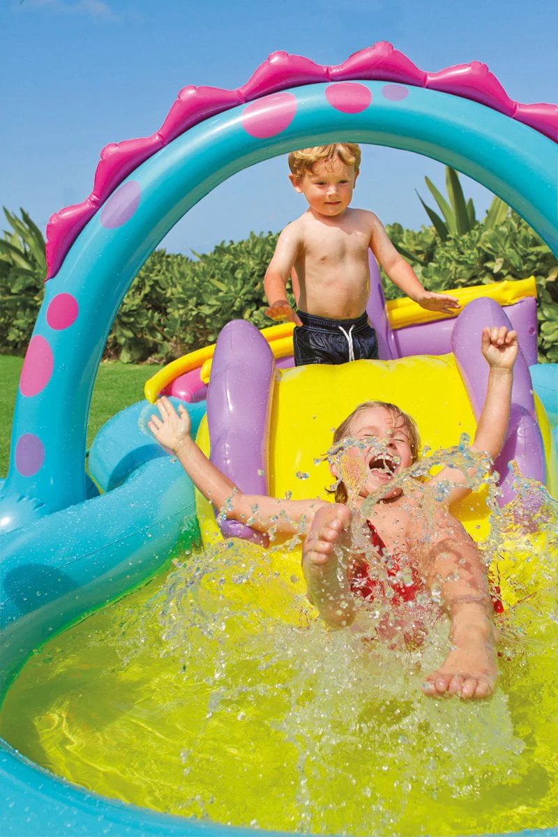 Intex 11' x 7.5' x 44" Dinoland Play Center Kiddie Swimming Pool w/ air pump - image 3