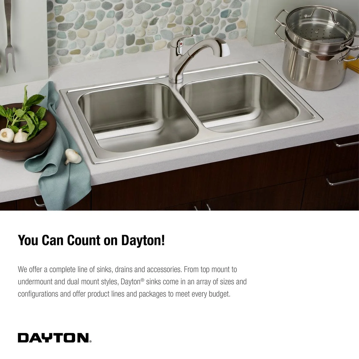 Elkay Dayton Stainless Steel 33" x 22" x 8", 60/40 Double Bowl Dual Mount Sink - image 6