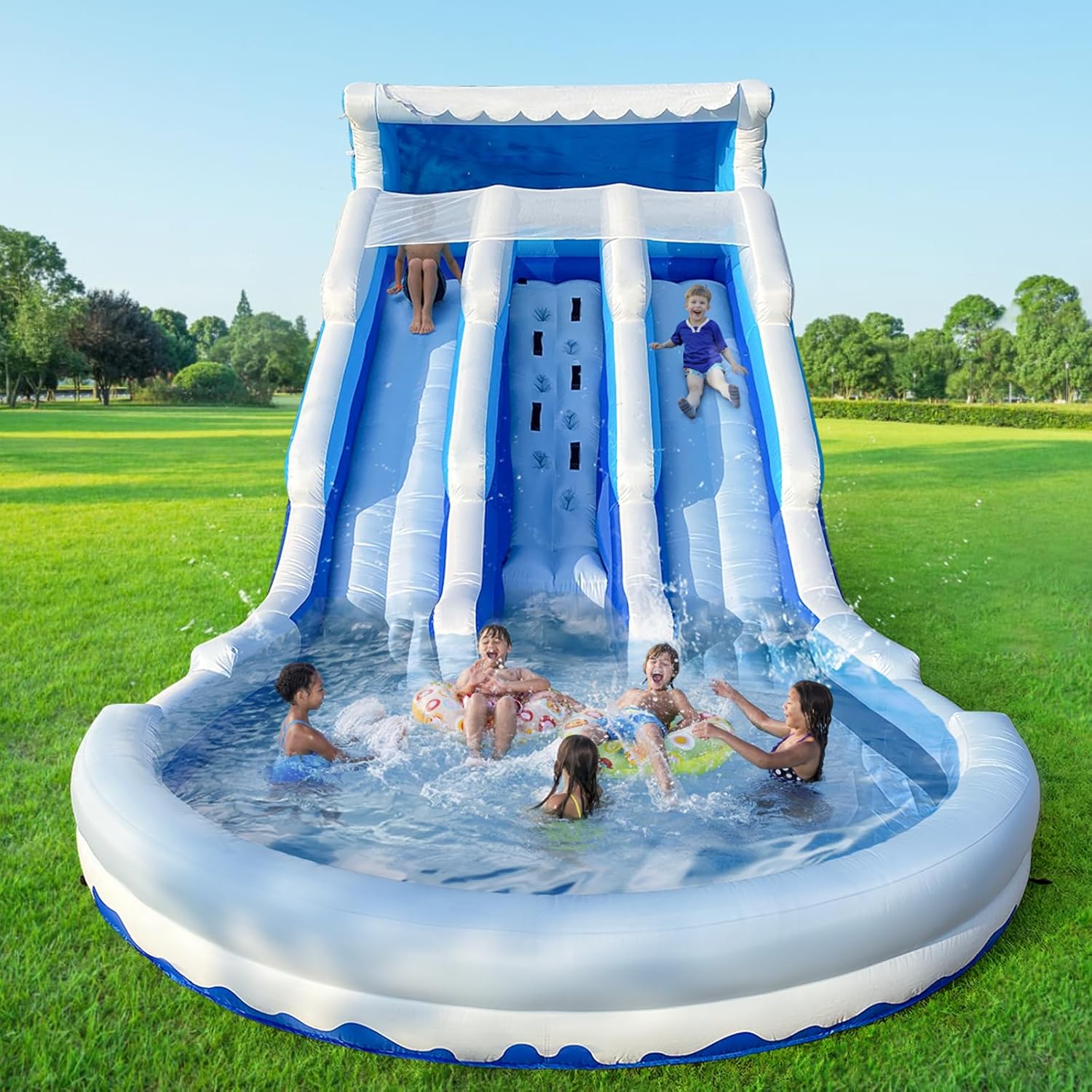 24.5FT Inflatable Water Slide Bounce House - Commercial Oxford Cloth Castle with Climbing Wall, Slide, Splash Pool & Blower - product image 2
