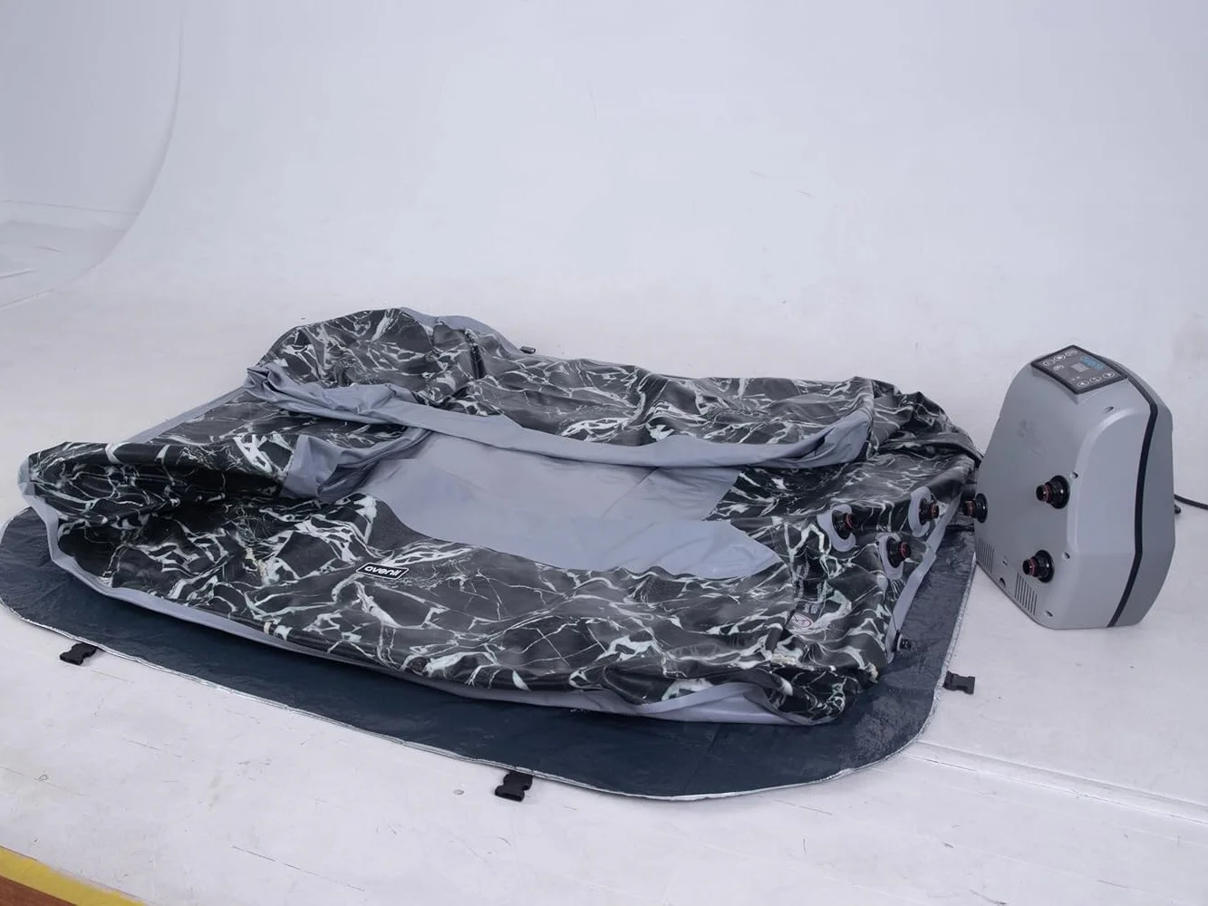 Garvee Inflatable Hot Tub 82.67 x 82.67 x 27.55", for 4-6 Persons, 105 Jets, Marble Design - image 3
