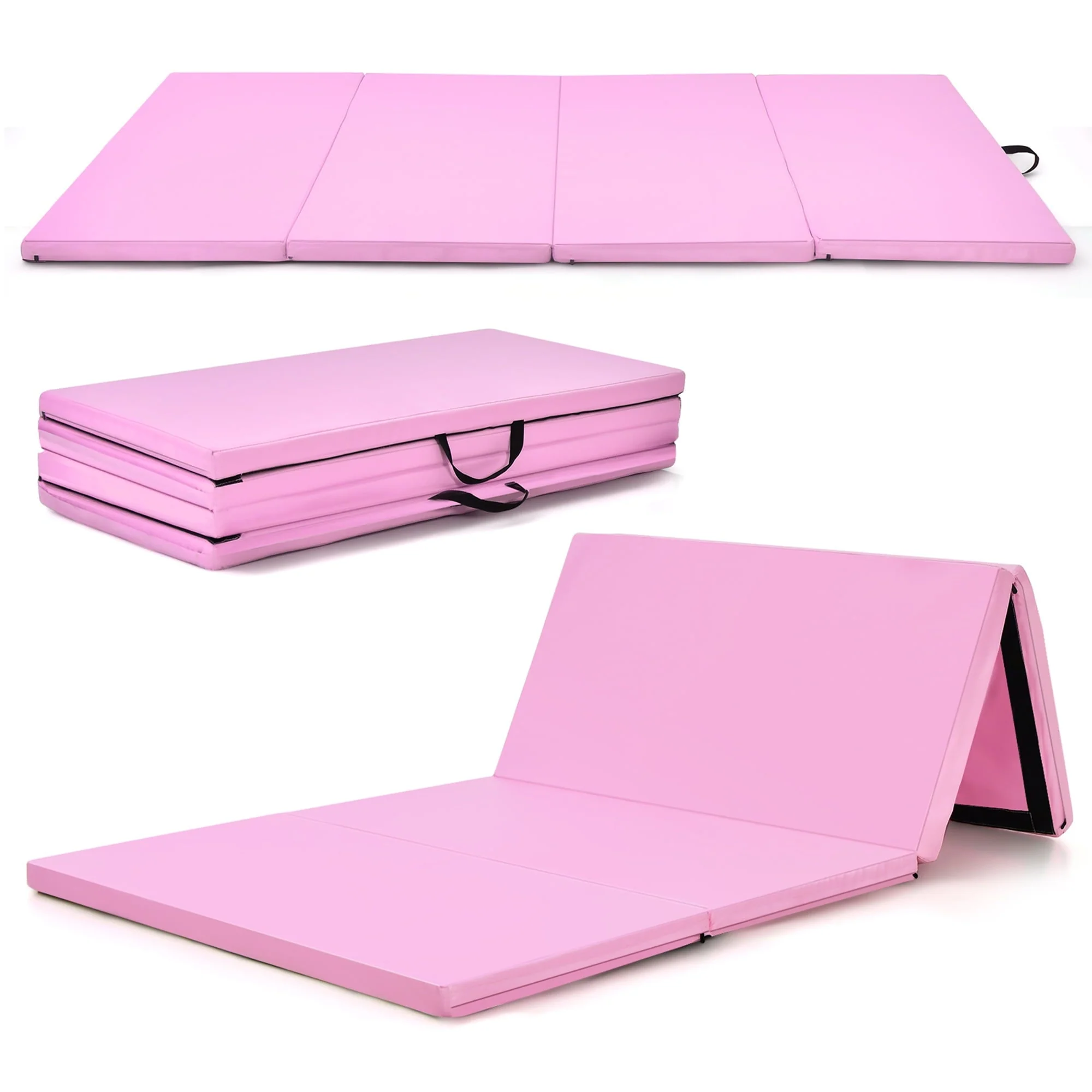 Gymax 8' x 4' x 2'' Folding Gymnastics Tumbling Mat Thickened Exercise Mat Pink - image 1
