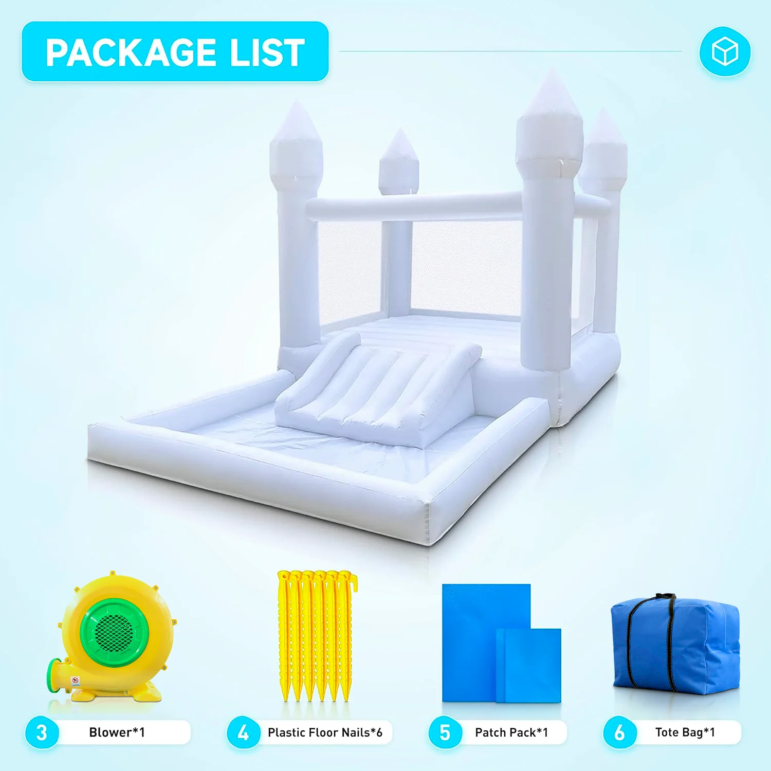 Connsann White Bounce House Oxford with Air Blower & Ball Pit for Kids Birthday Party, 13' x 8' x 8' - image 2