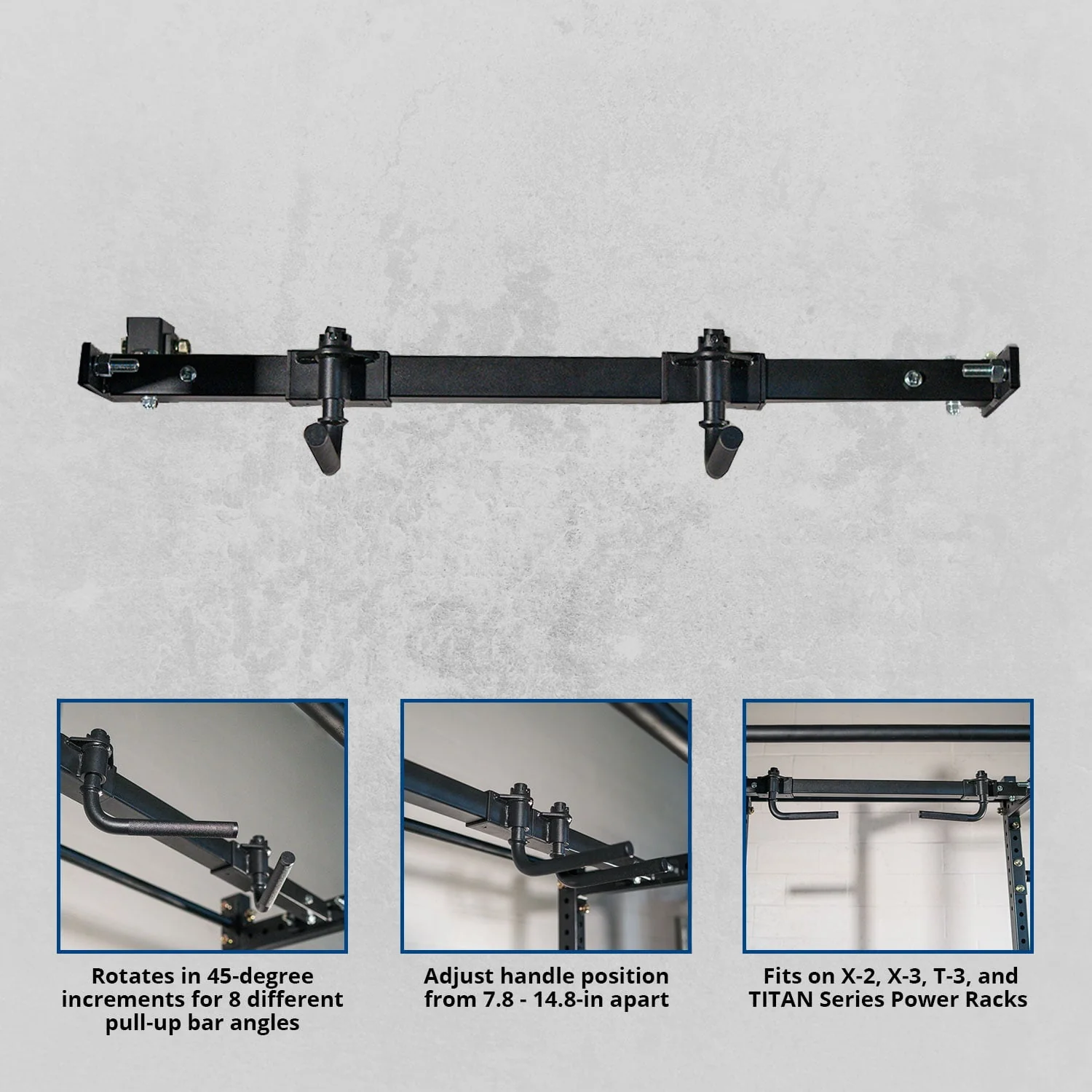 Titan Fitness Adjustable Handle Pull-Up Bar Rack Mounted X-2, X-3, T-3, and TITAN Series - image 2