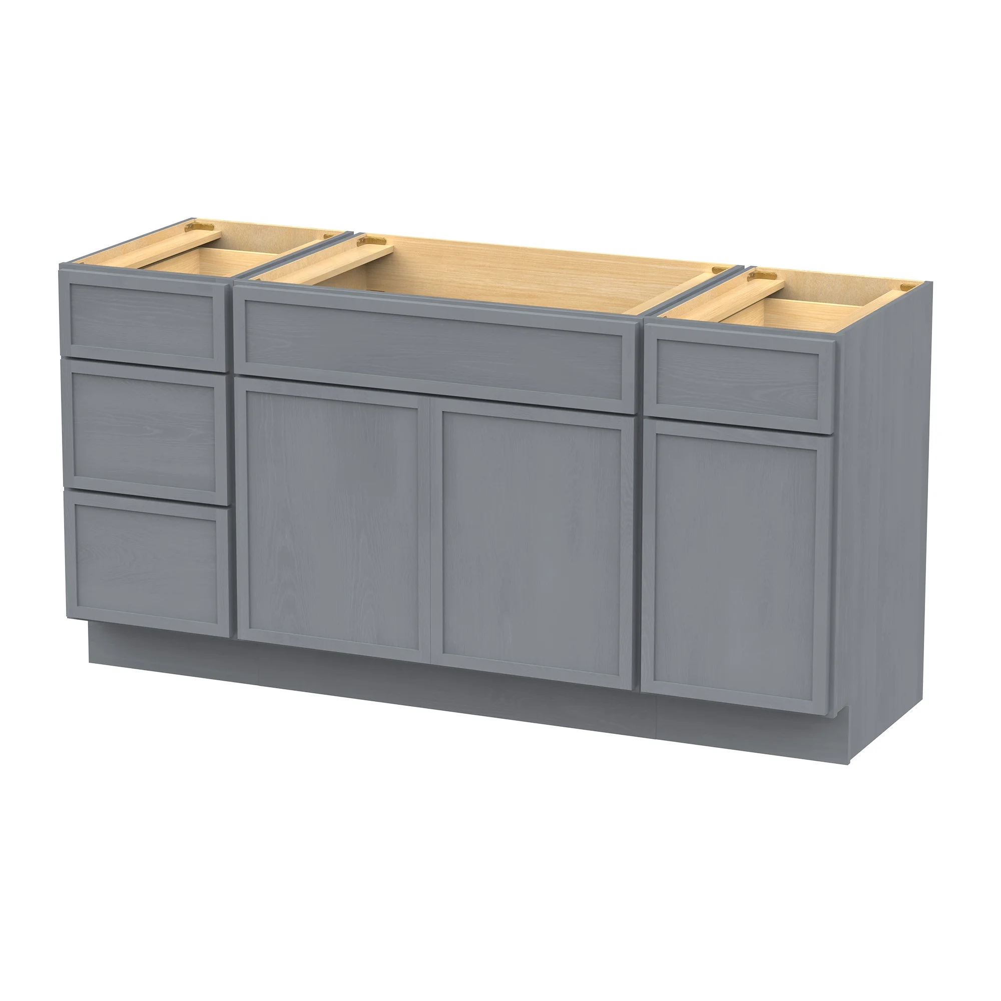 60 in. W x 21 in. D x 32.5 in. H Freestanding Bathroom Vanity Cabinet without Top in Smoky Gray - image 2