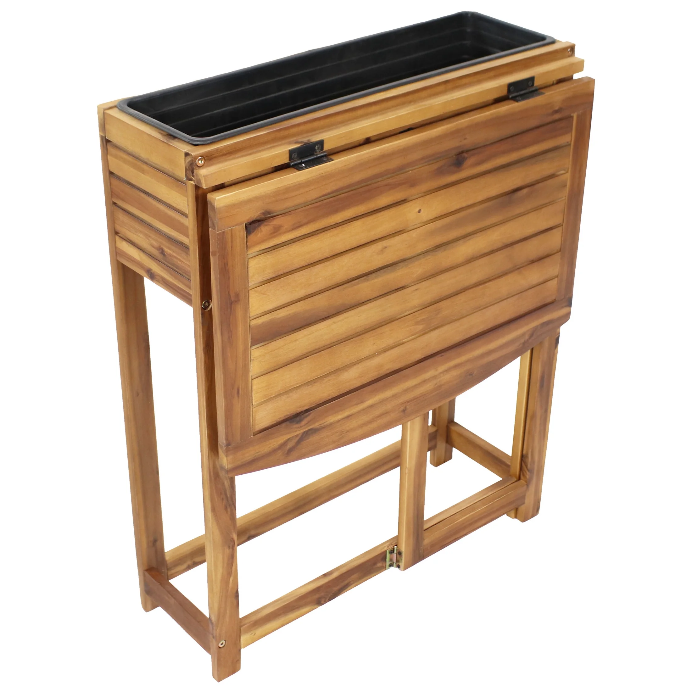 Sunnydaze 24.25" x 25" x 30.5" Natural Acacia Wood Rectangular Raised Garden Bed with Shelf - image 8