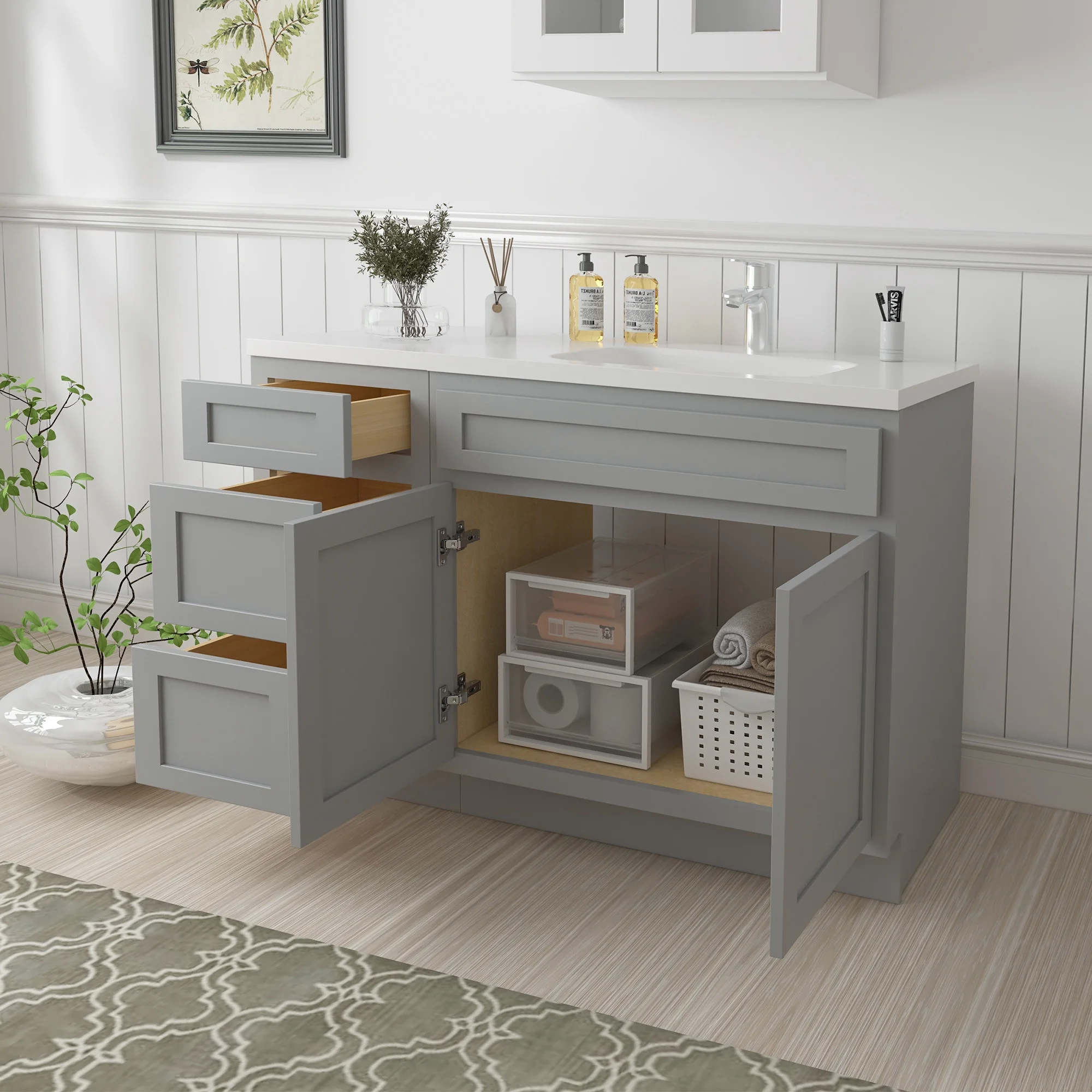 45 in. W x 21 in. D x 32.5 in. H Bath Vanity Cabinet without Top in Gray - image 5