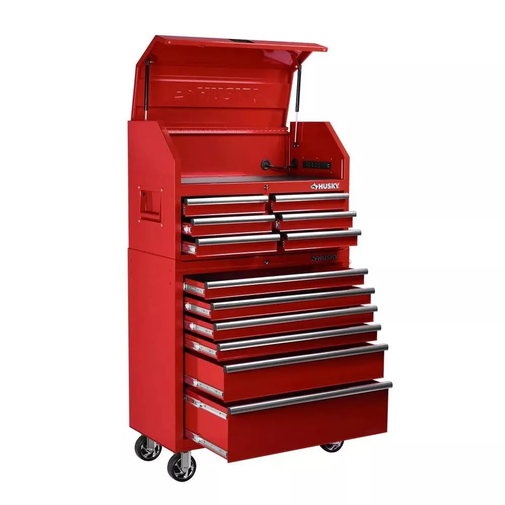 36 Inch 12 Drawer Tool Chest and Cabinet Combo - Rolling Steel Tool Storage Cabinet with Power Strip - product image 3