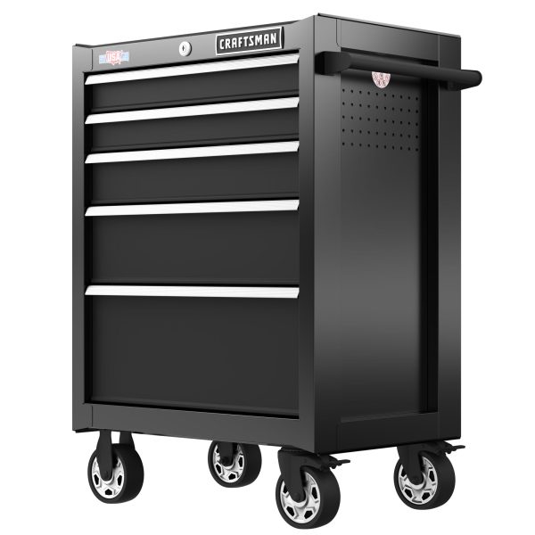 CRAFTSMAN 26.5 in. 5-Drawer Steel Rolling Tool Cabinet, Black, 9,266 cu. in. Storage Capacity - product image 1