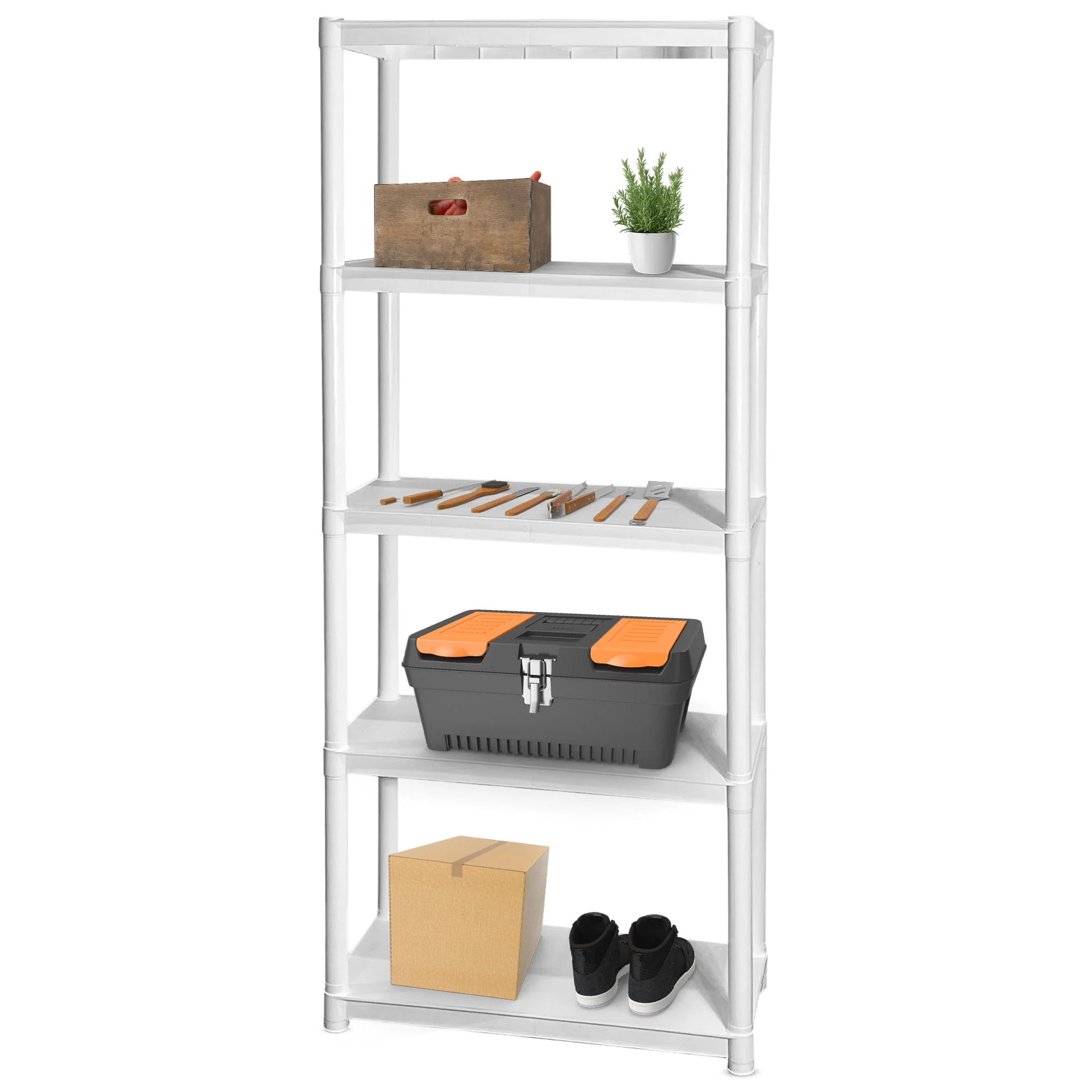Juggernaut Storage 30"W x 14"D x 75.5"H 5-Shelf Garage Shelves, White - image 8