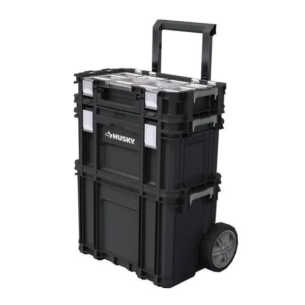 22-Inch Modular Rolling Tool Box System - 3-Piece Mobile Tool Cart with Toolbox & 12-Bin Organizer - product image 1