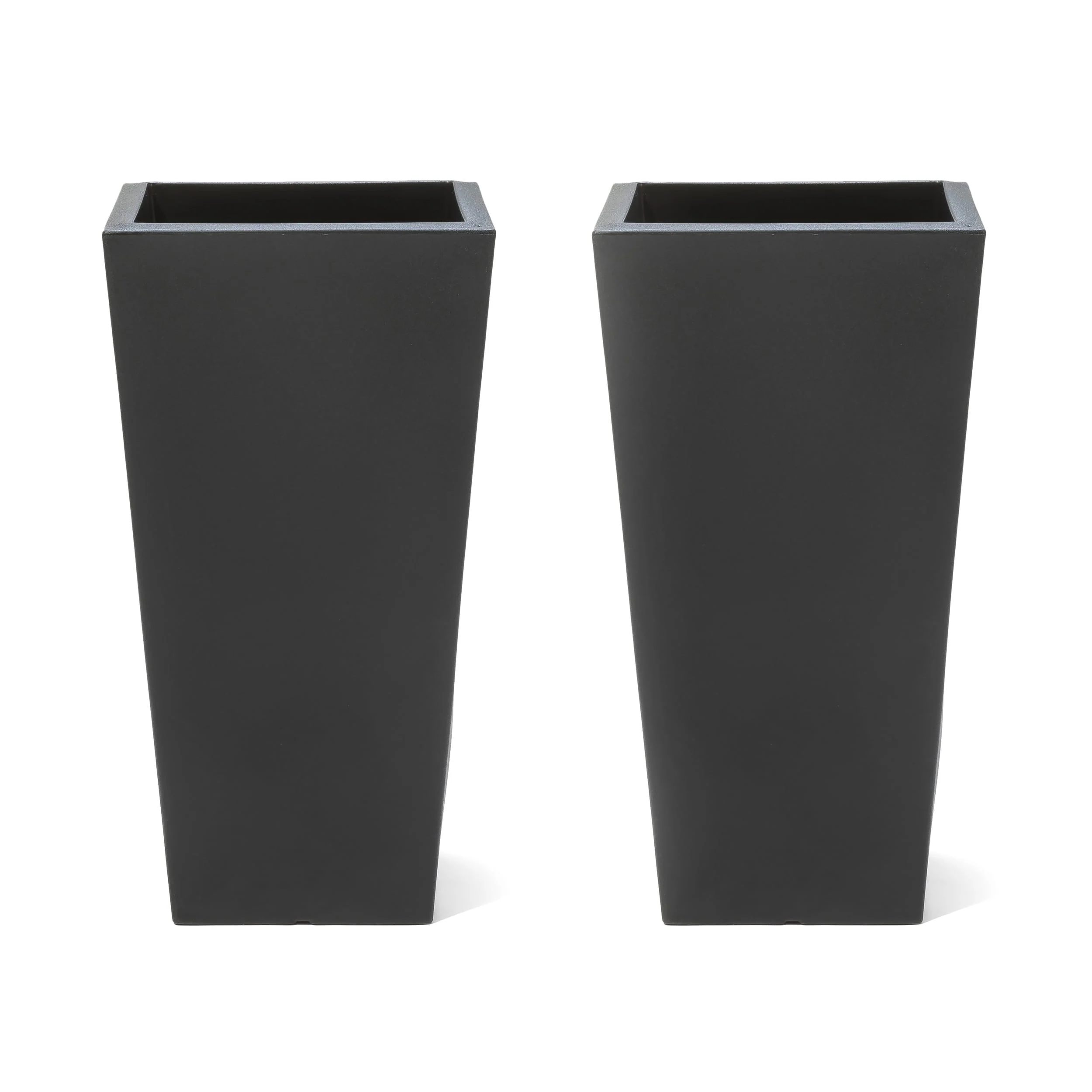 Step2 Tremont 2pk Plastic Black Square Planter 15" W x 15" D x 28" H - image 1