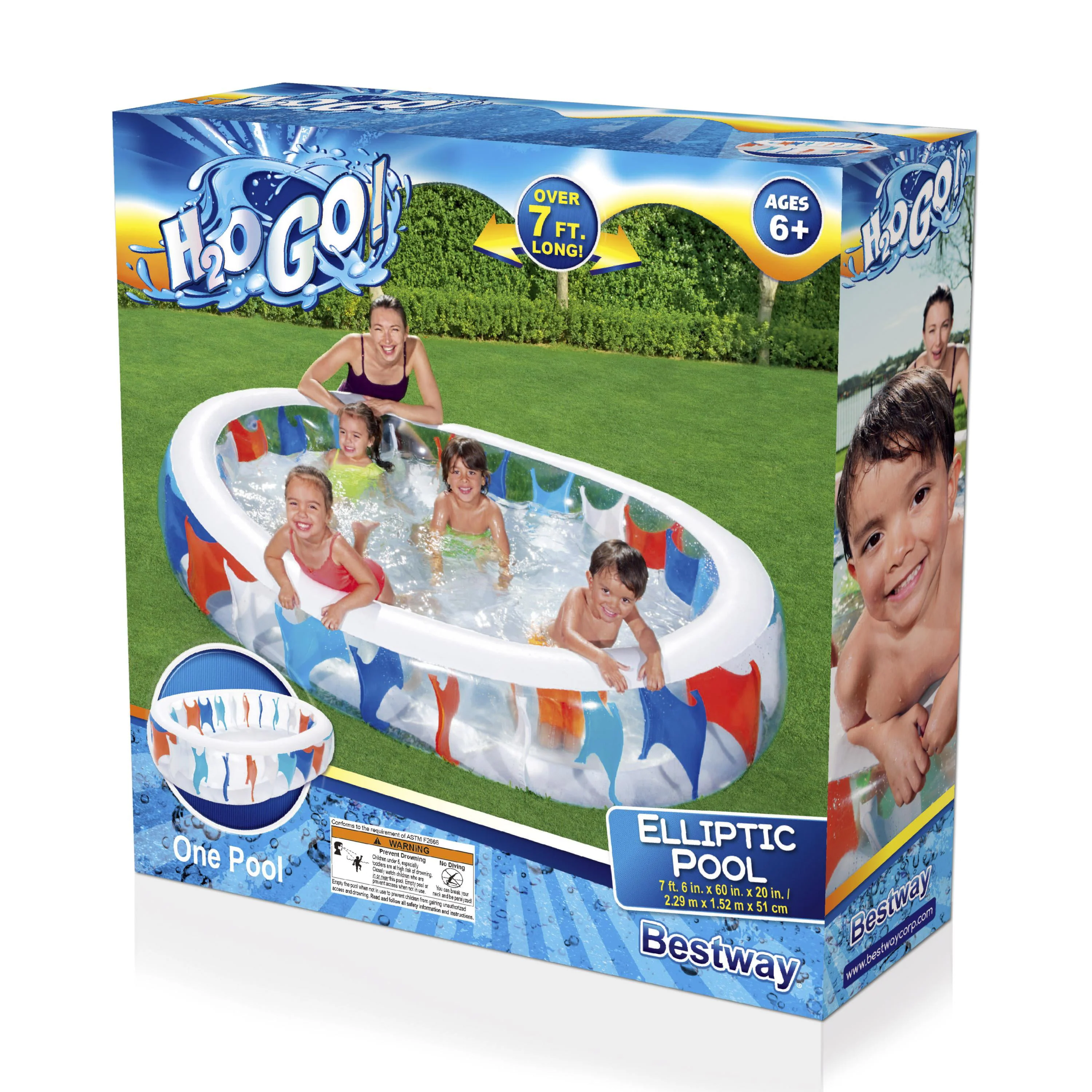 H2OGO! 7'6" x 60" x 20" Elliptic Inflatable Play Pool - image 3