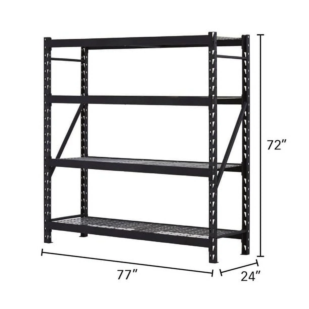 Muscle Rack 77"W x 24"D x 72"H 4-Tier Welded Steel Storage Rack, Black - image 2