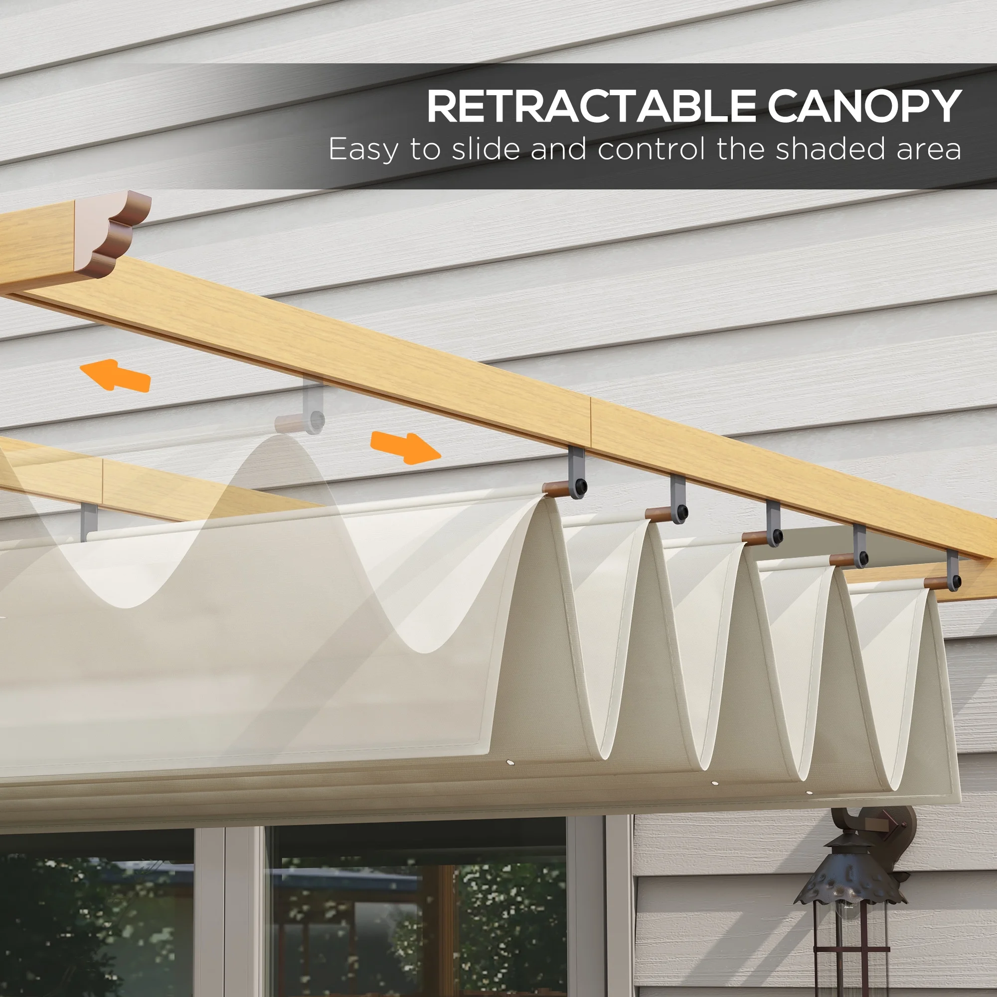Outsunny 10' x 10' x 88.25" Cream White Aluminum Pergola, Retractable Canopy and Water-Resistant - image 3