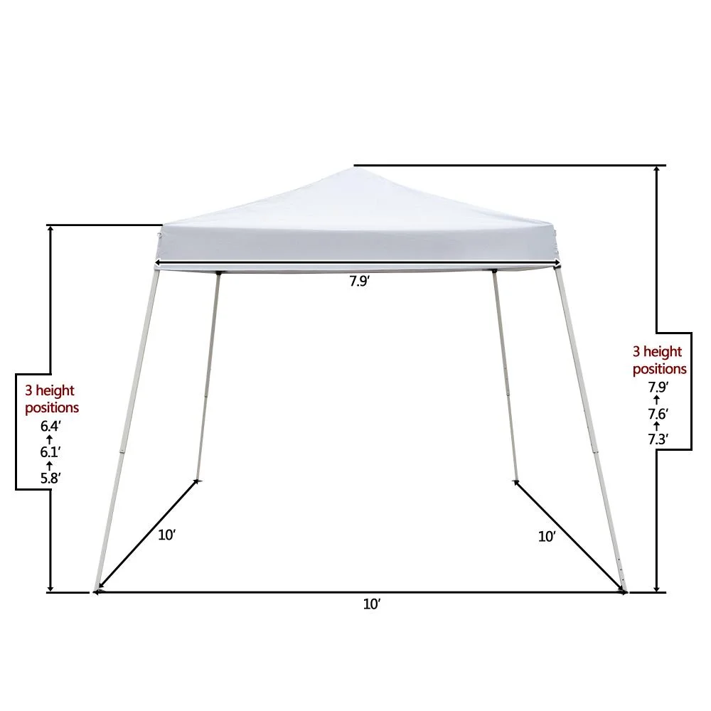 Zimtown 10ft x 10ft Base/8ft x 8ft Outdoor Pop up Tent Folding Gazebo Beach Canopy White - image 3
