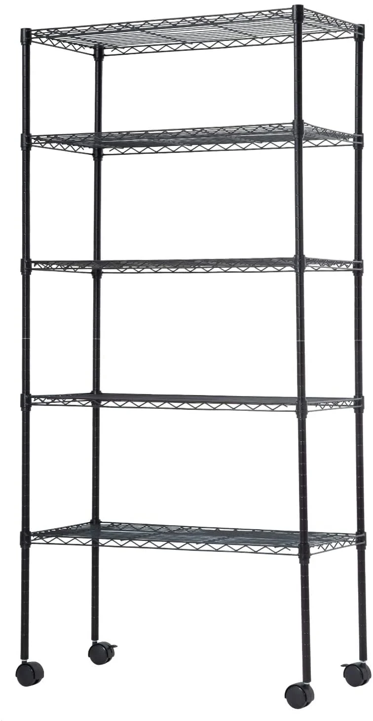 BestMassage Adjustable 30"W x 14"D x 60"H 5-Shelf Metal Freestanding Shelves, Black - image 1