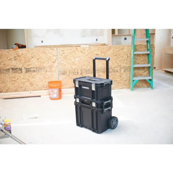22-Inch Modular Rolling Tool Box System - 3-Piece Mobile Tool Cart with Toolbox & 12-Bin Organizer - product image 2