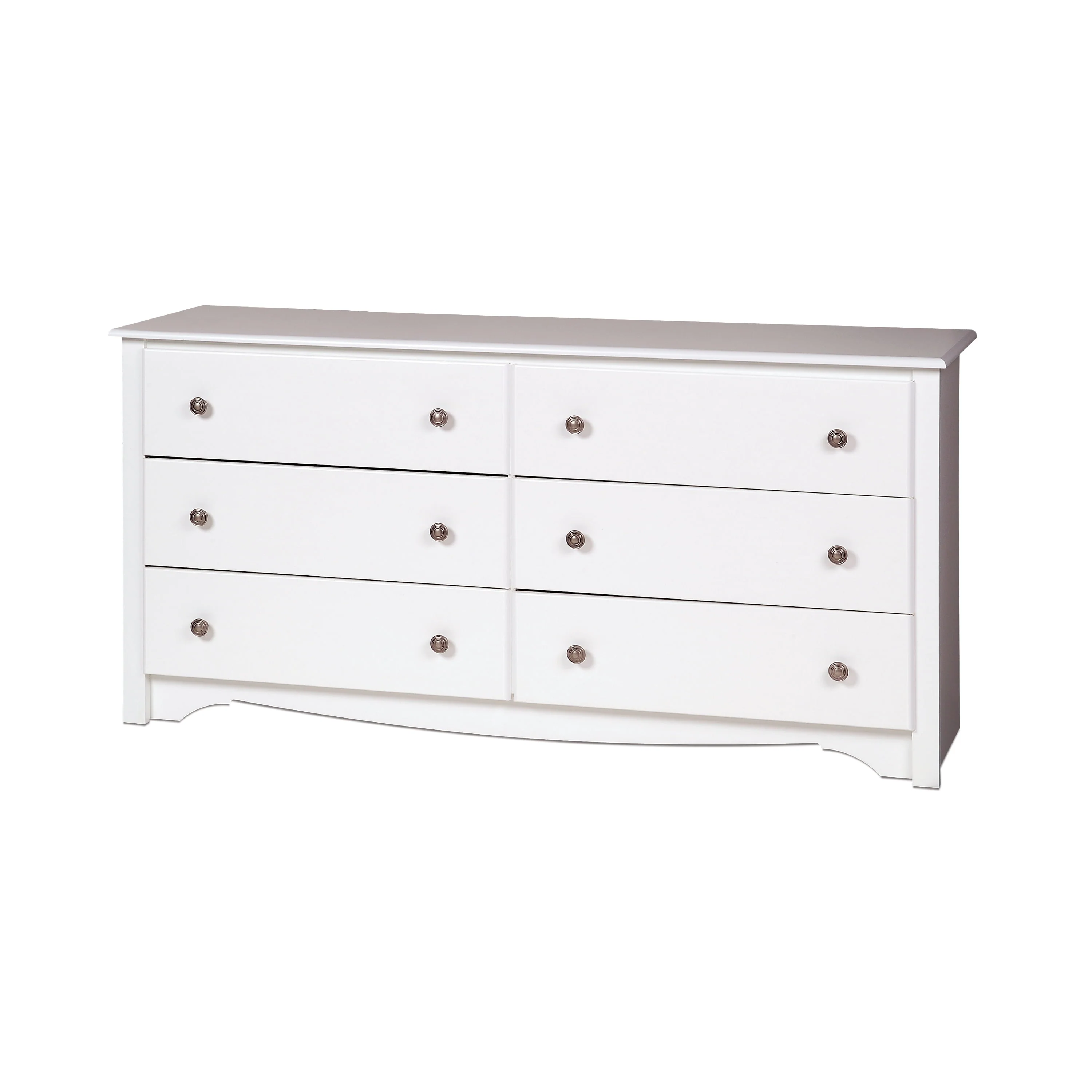 Prepac Monterey 6 Drawer Wooden Double Dresser, 16" x 59" x 29", White - image 3