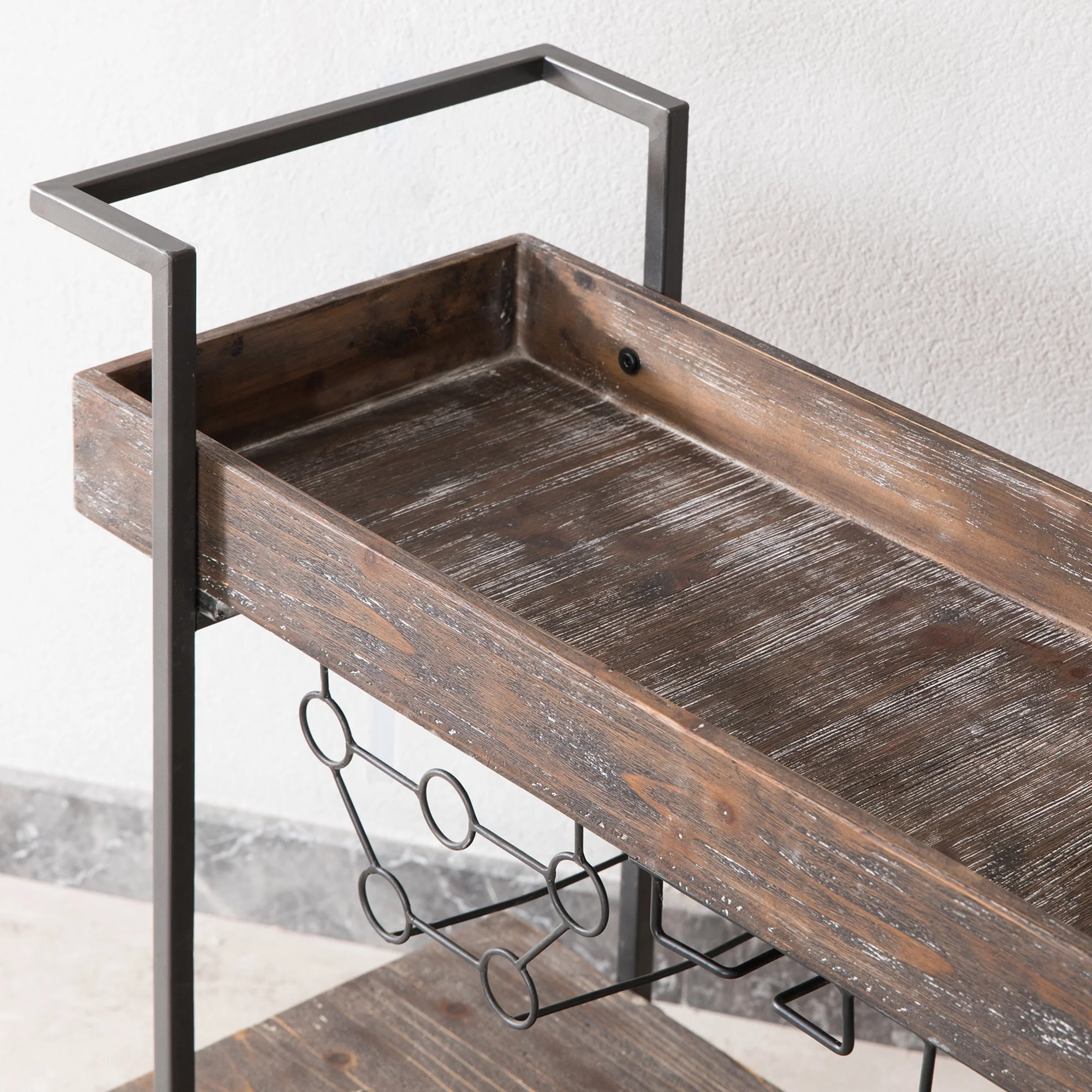 FirsTime & Co. Brown Factory Row Bar Cart, Industrial, Metal, 29.75 x 14.25 x 29.75 in - image 4