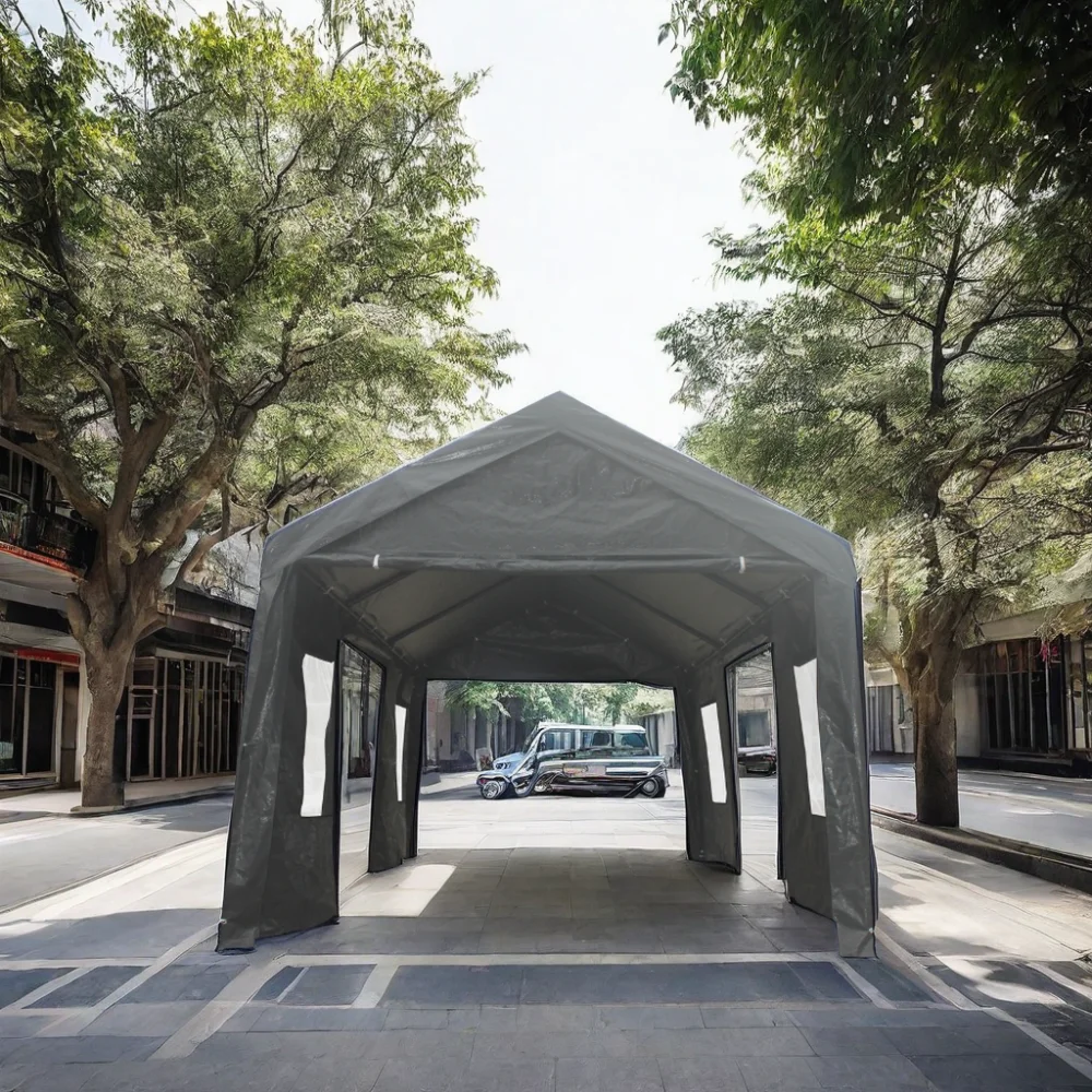 Seizeen 154.30 x 115.40 x 100.80 inches White Carport - image 6