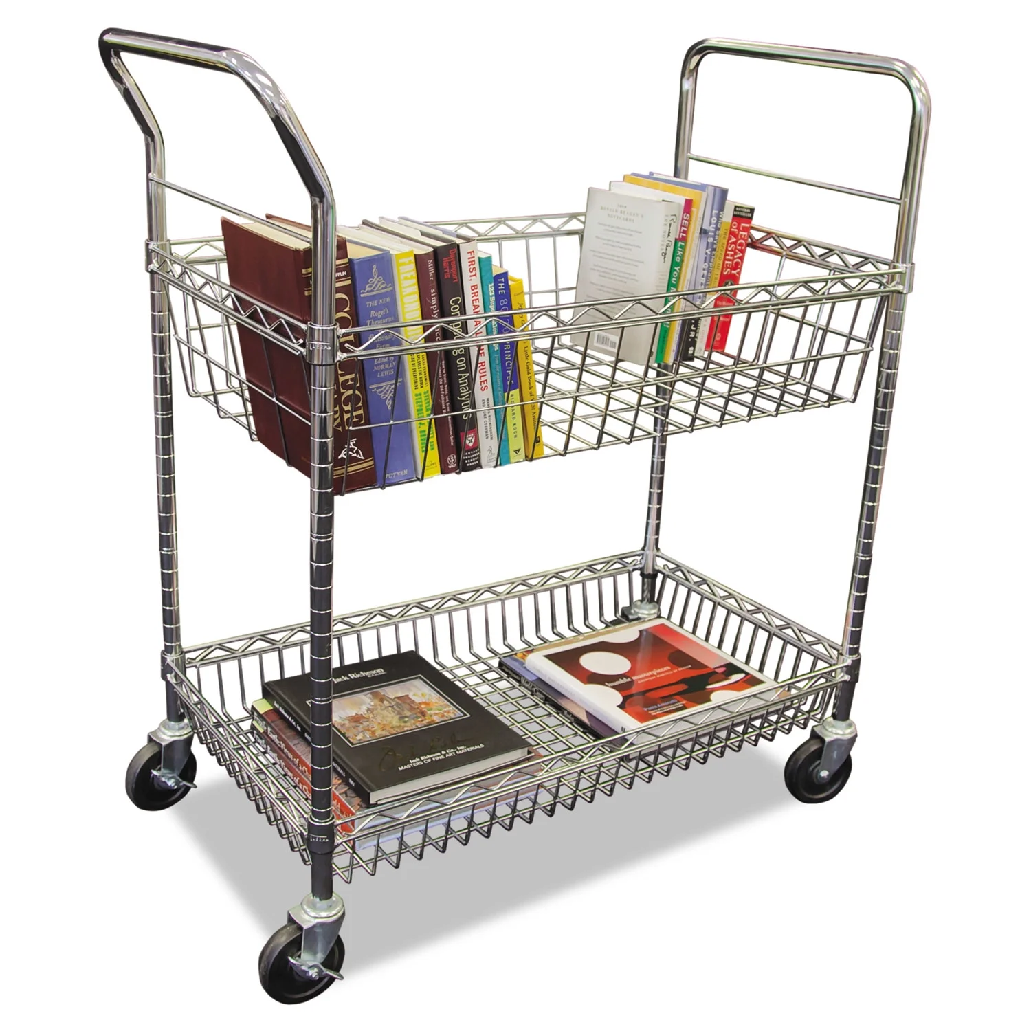 Alera ALEMC3518SR Carry-All 34.88 in. x 18 in. x 39.5 in. Basket/Shelf Mail Cart - Silver - image 6