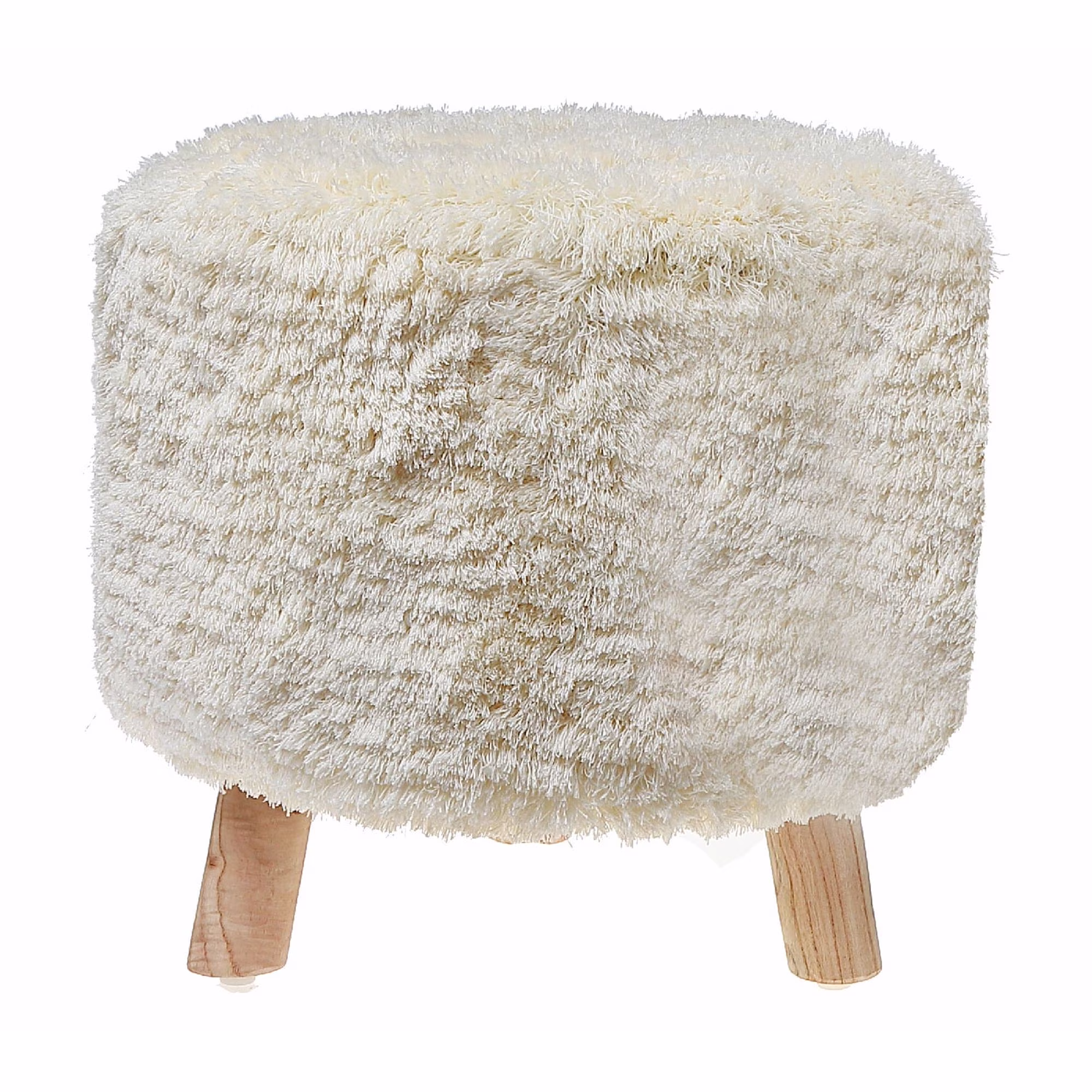 Maison Concepts Long Sag Handwoven Pouf Wooden Stand Light Grey (Multi) 40" X 40" X 40" - image 4