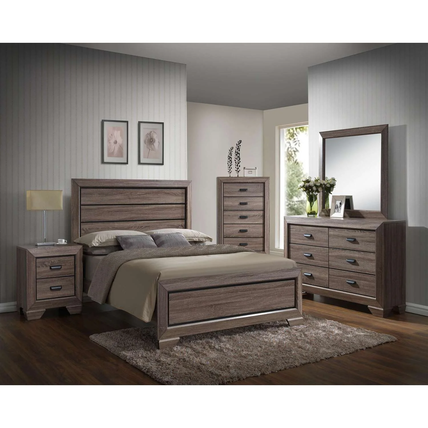 KB B2185-N 27 x 24 x 19 in. Wood Night Stand - Light Brown - image 3