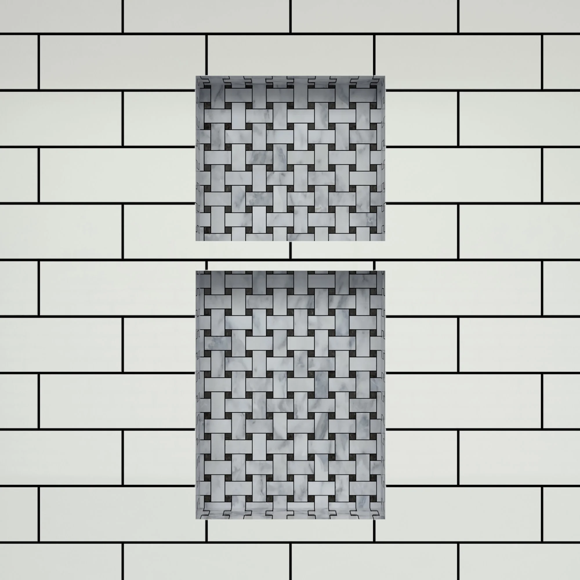 Tile Redi RND1614S-20 Redi Niche 16" x 34" x 4" Double Recessed Shelf Gray - image 4