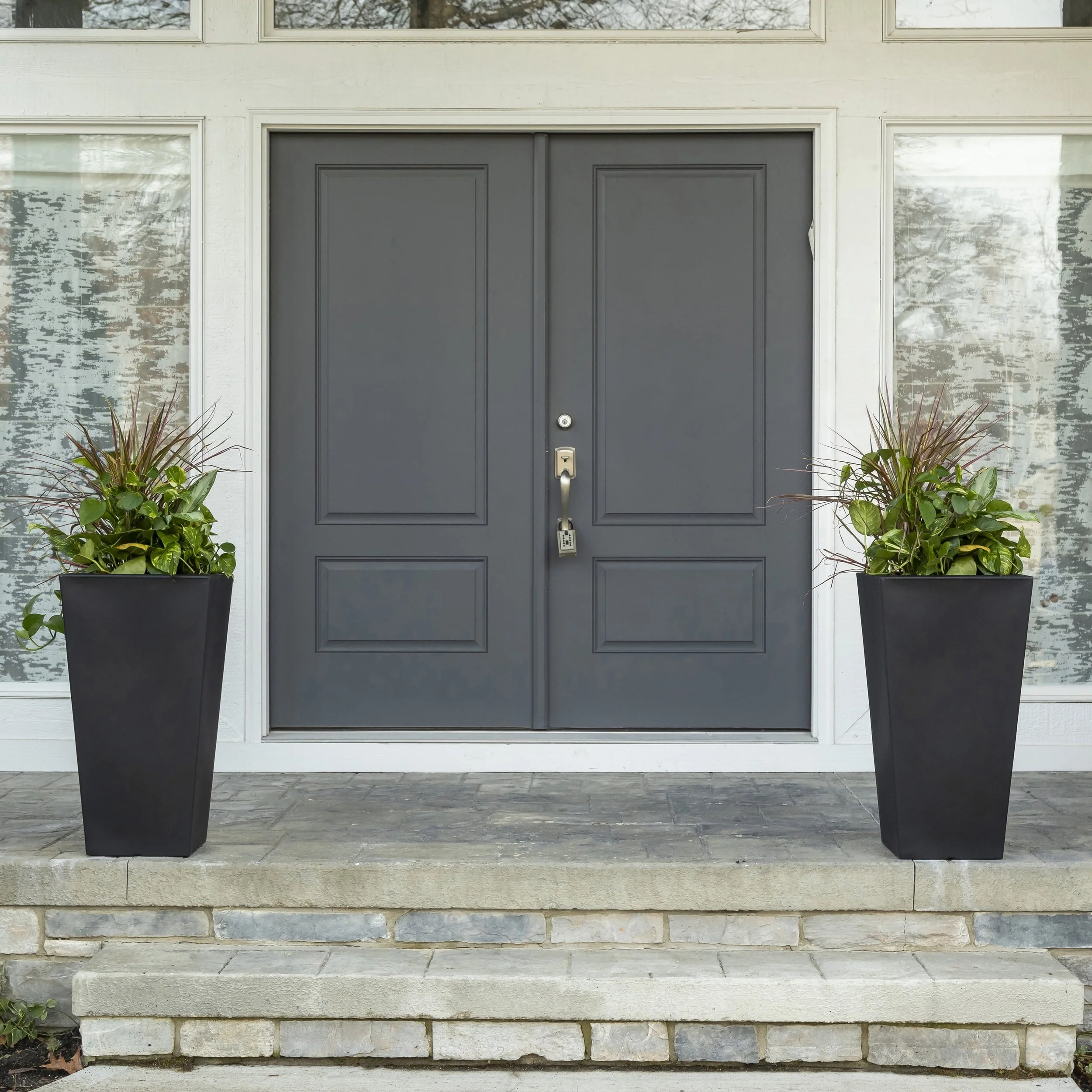 Step2 Tremont 2pk Plastic Black Square Planter 15" W x 15" D x 28" H - image 2