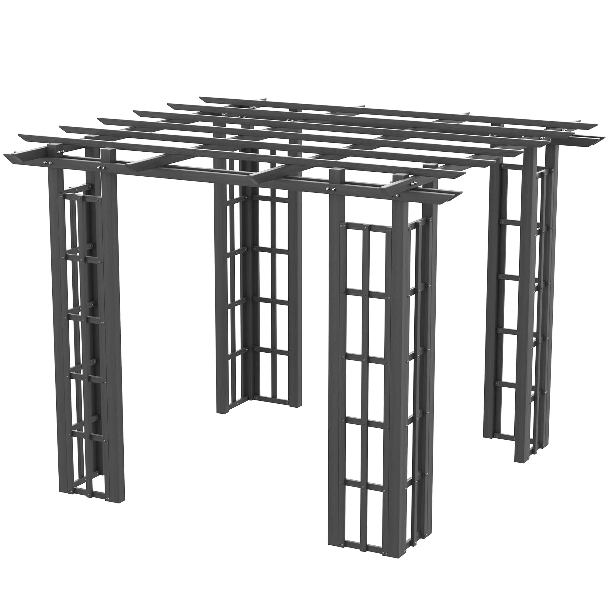 Outsunny 9' x 9' x 7' Dark Grey Vinyl Pergola, Flat Top, Adjustable Canopy - image 6