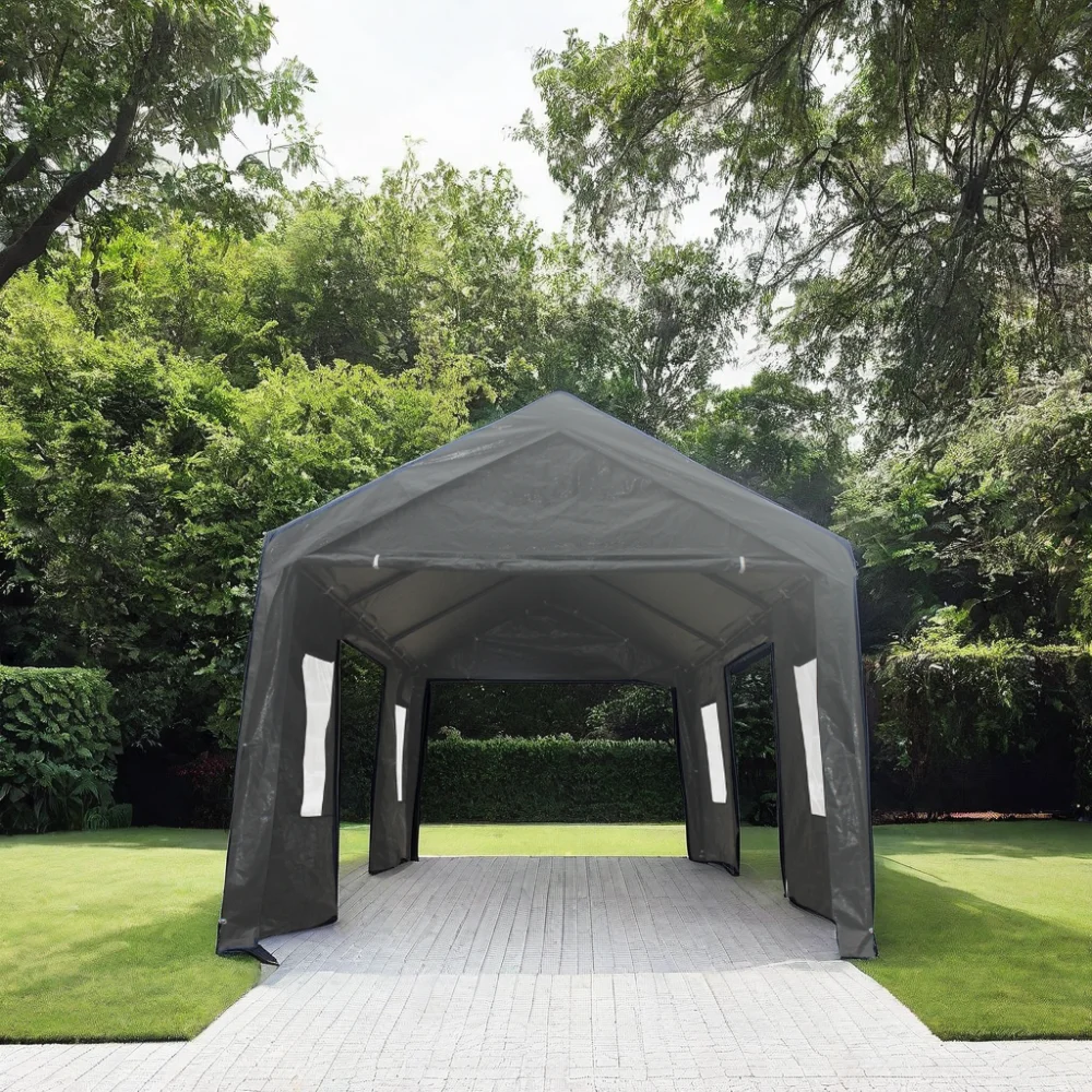 Seizeen 154.30 x 115.40 x 100.80 inches White Carport - image 2